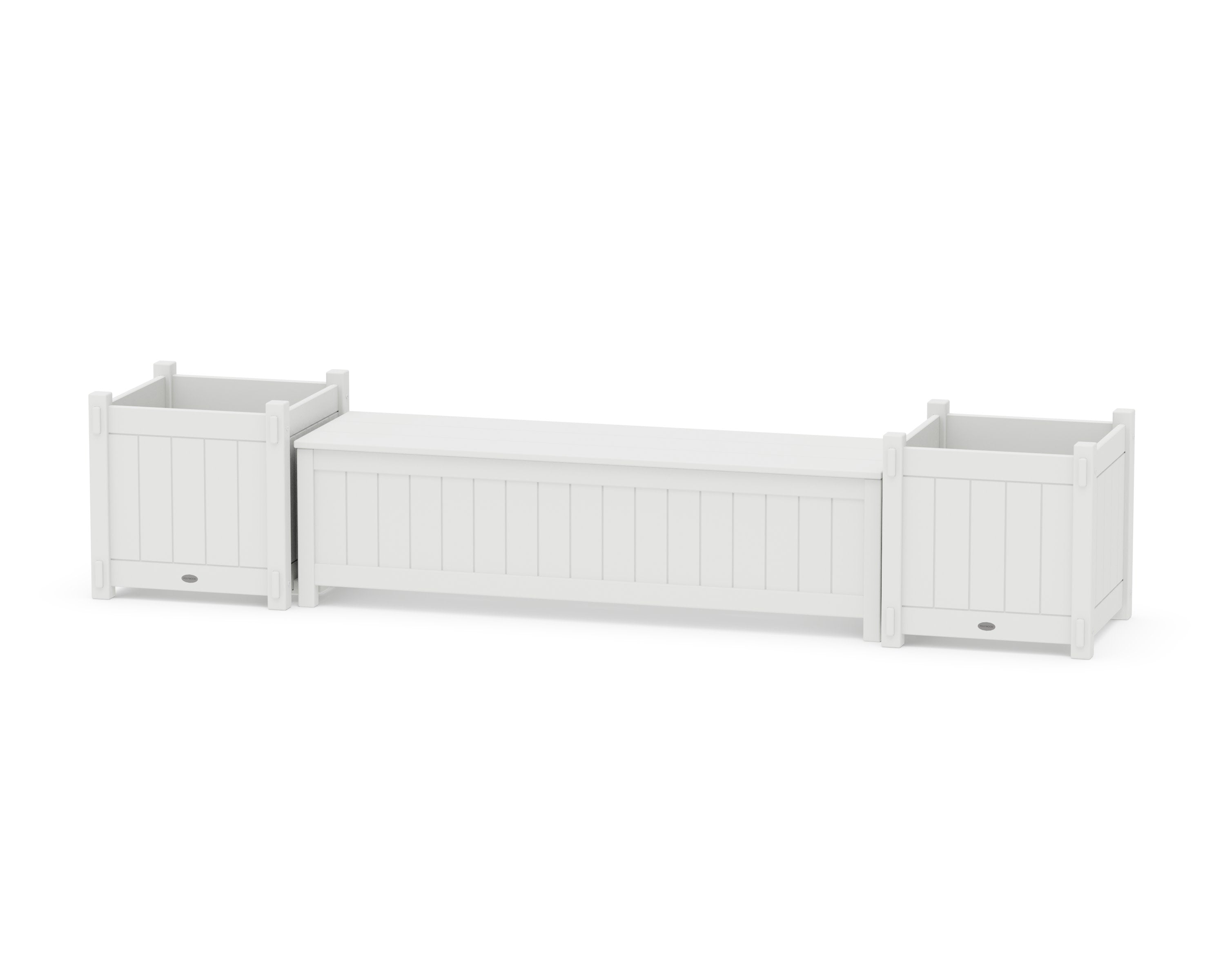 60" Vineyard Straight Planter Storage Bench Set- Large in White