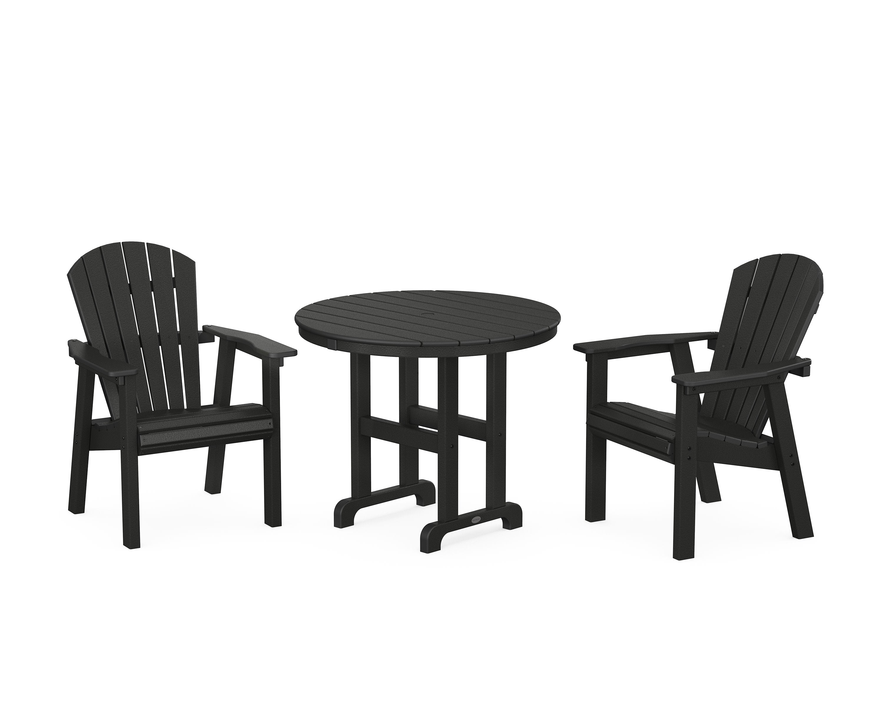 Seashell 3-Piece Round Farmhouse Dining Set in Black