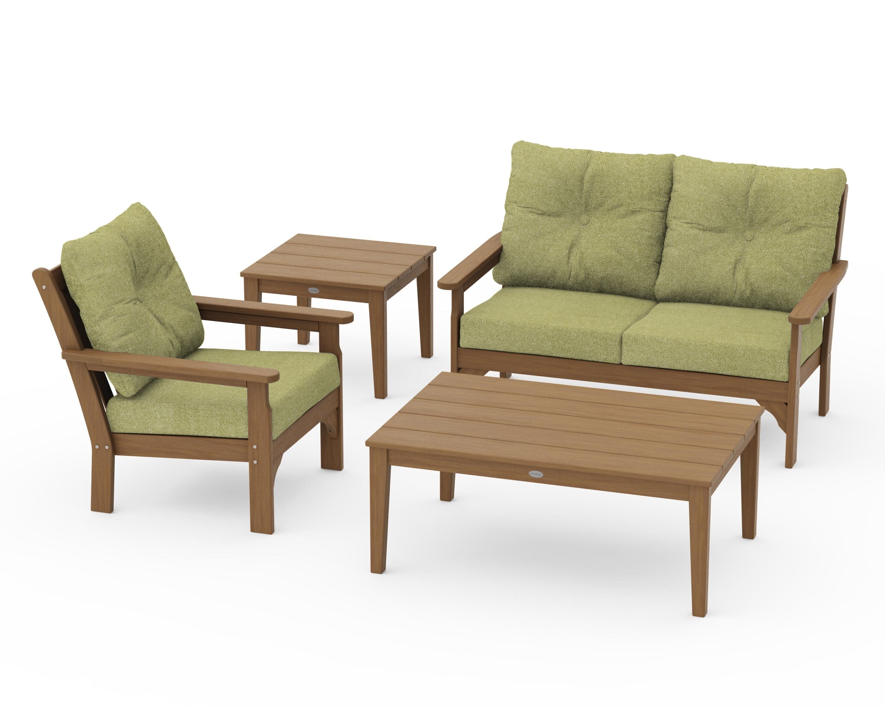 Vineyard 4-Piece Deep Seating Set in Natural / Chartreuse Boucle