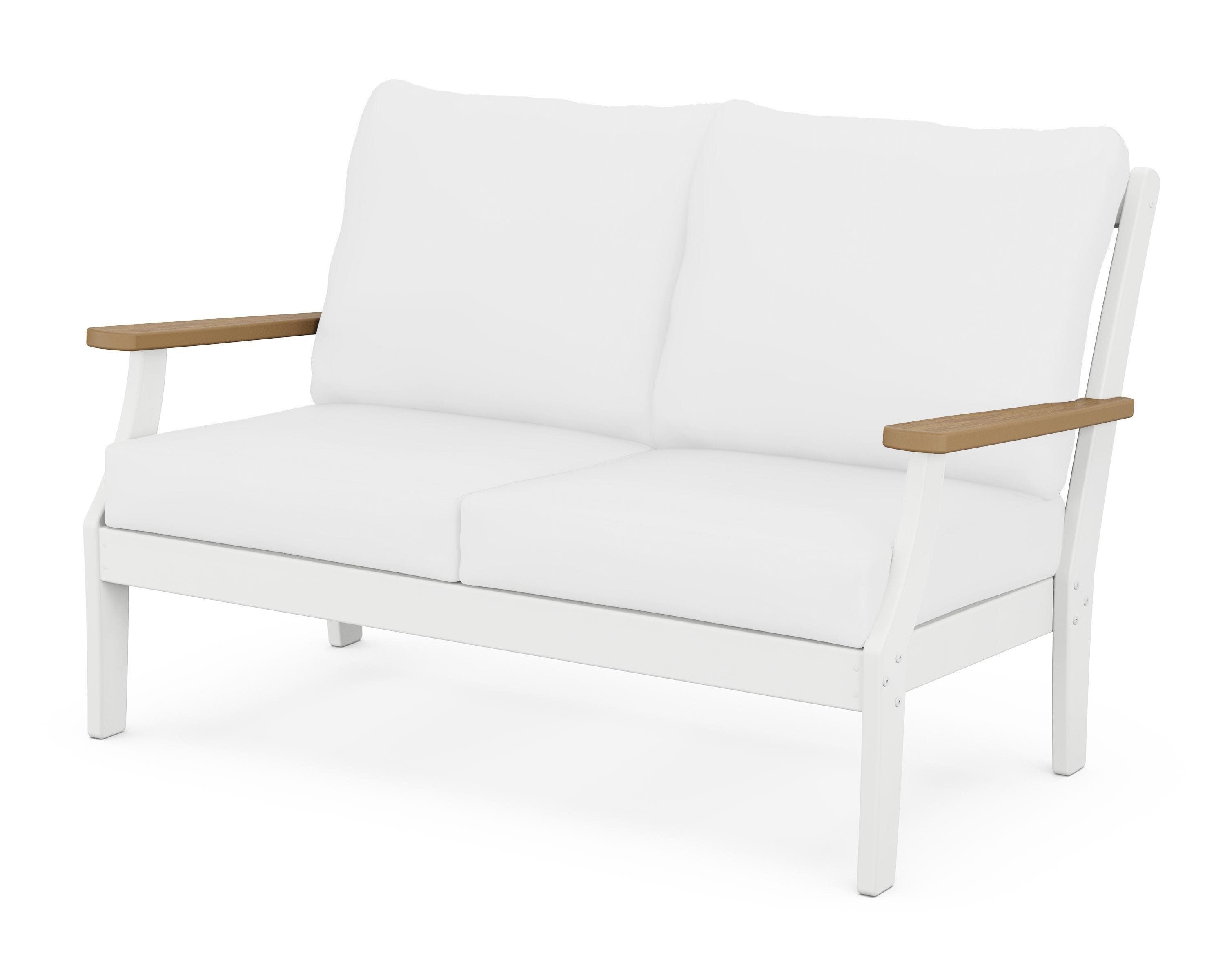 Braxton Deep Seating Loveseat in White / Natural / Natural