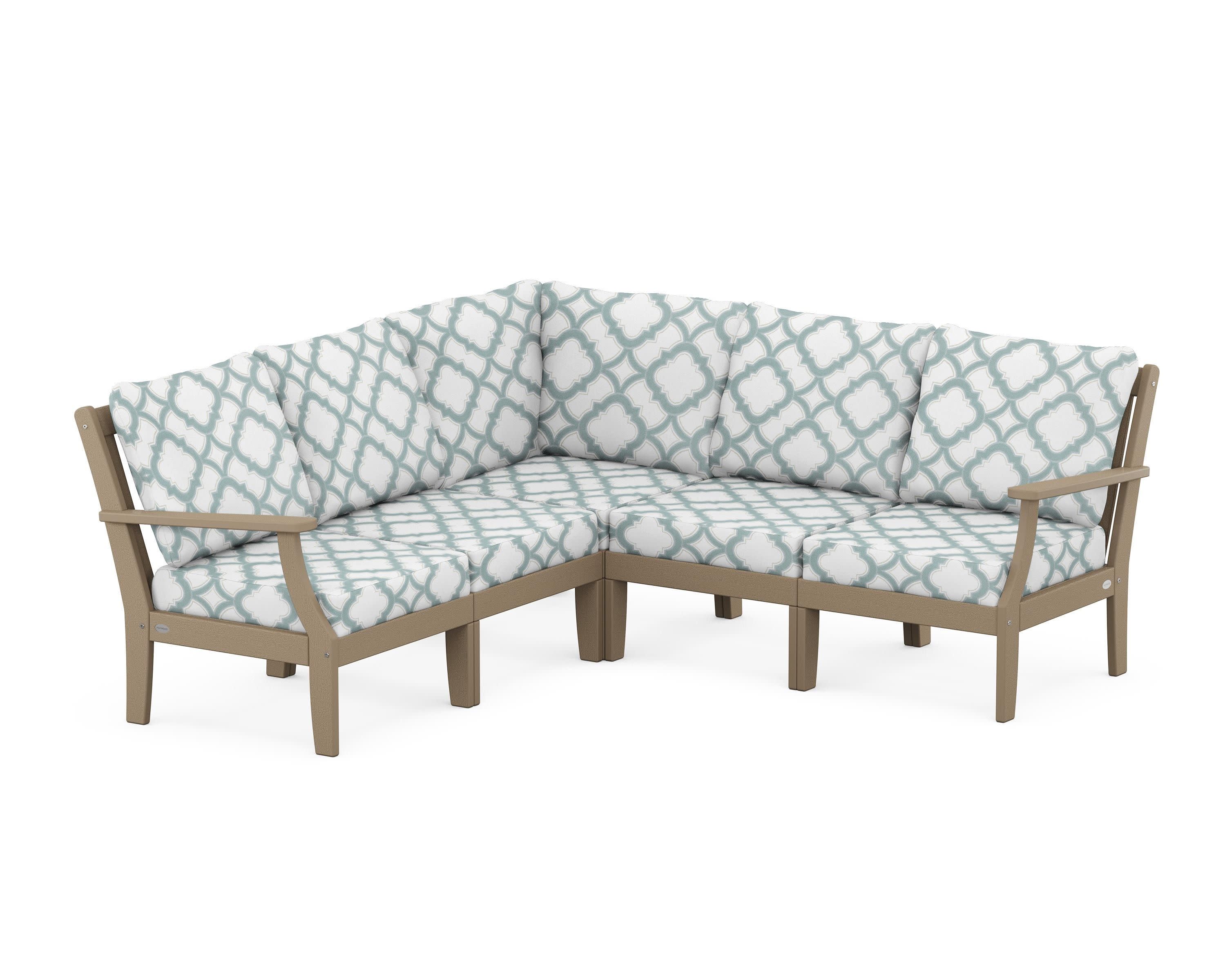 Braxton Modular 5-Piece Deep Seating Set in Vintage Sahara / Trellis Glacier Spa