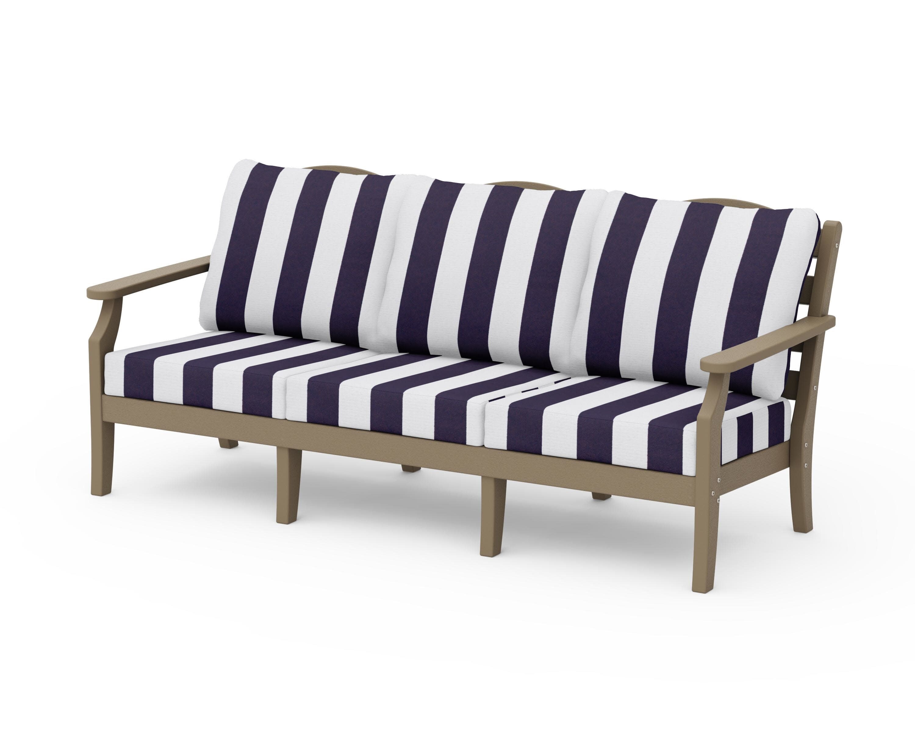Savannah Deep Seating Sofa in Vintage Sahara / Cabana Stripe Navy
