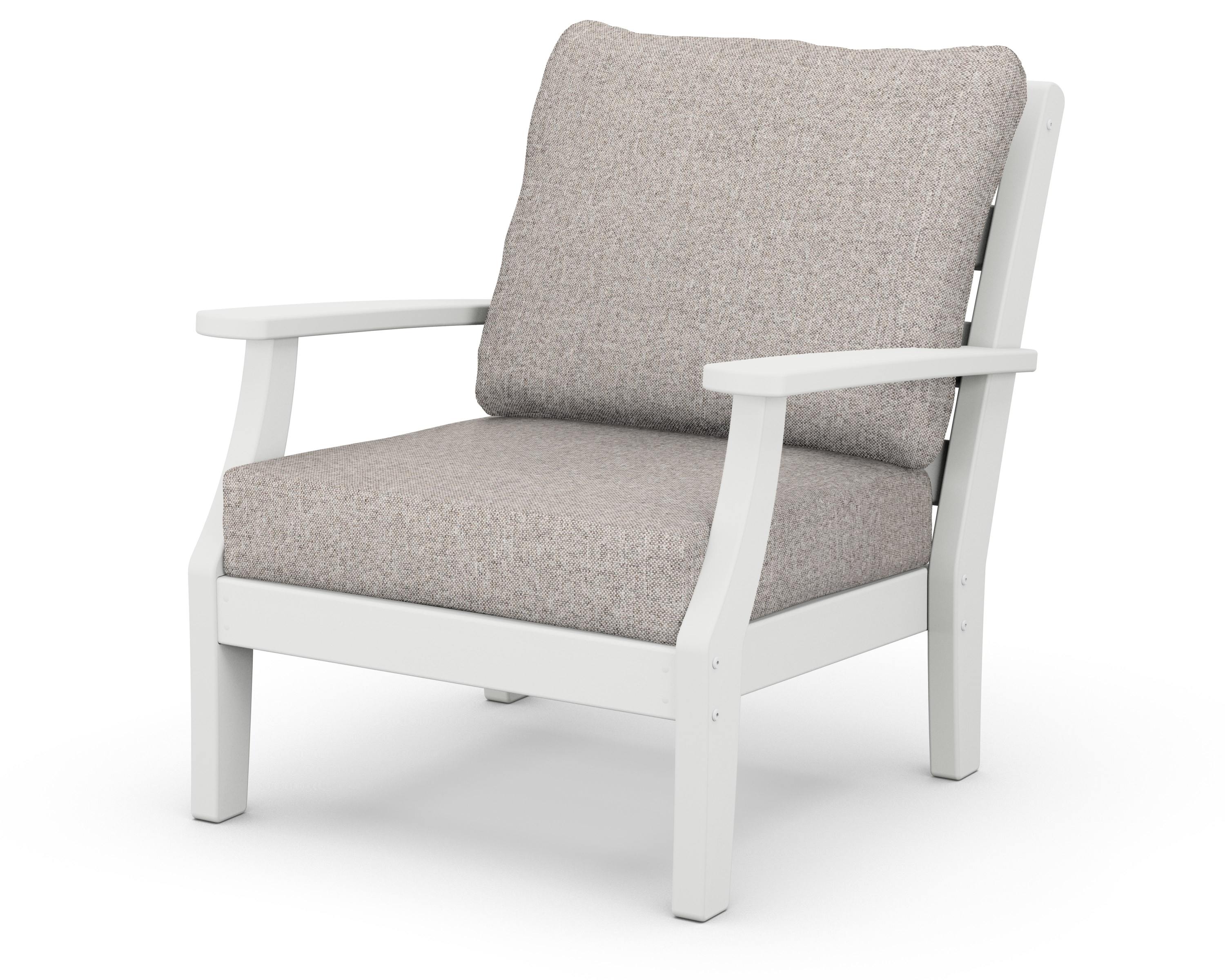 Chesapeake Deep Seating Chair in White / Weathered Tweed
