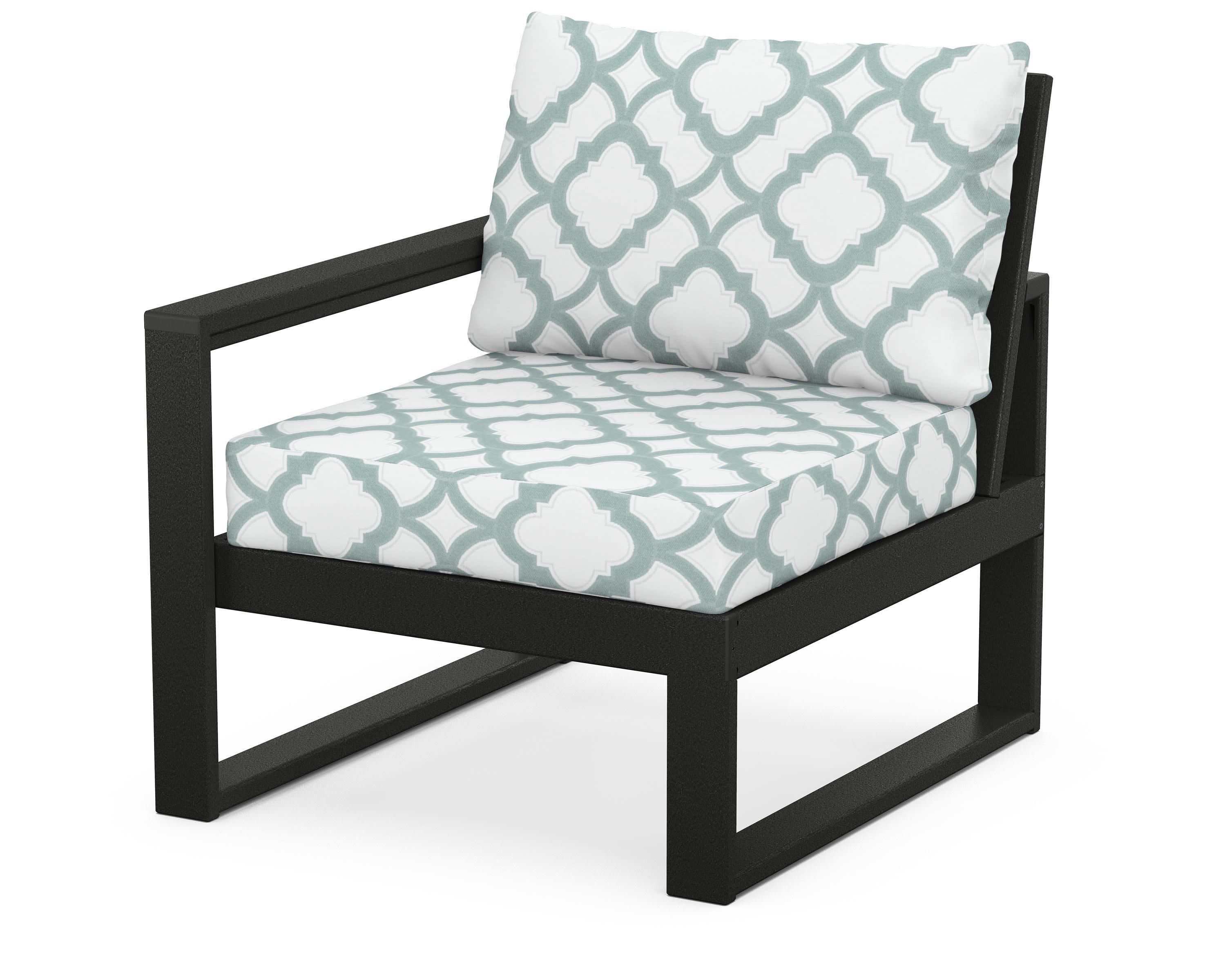 EDGE Modular Left Arm Chair in Black / Trellis Glacier Spa