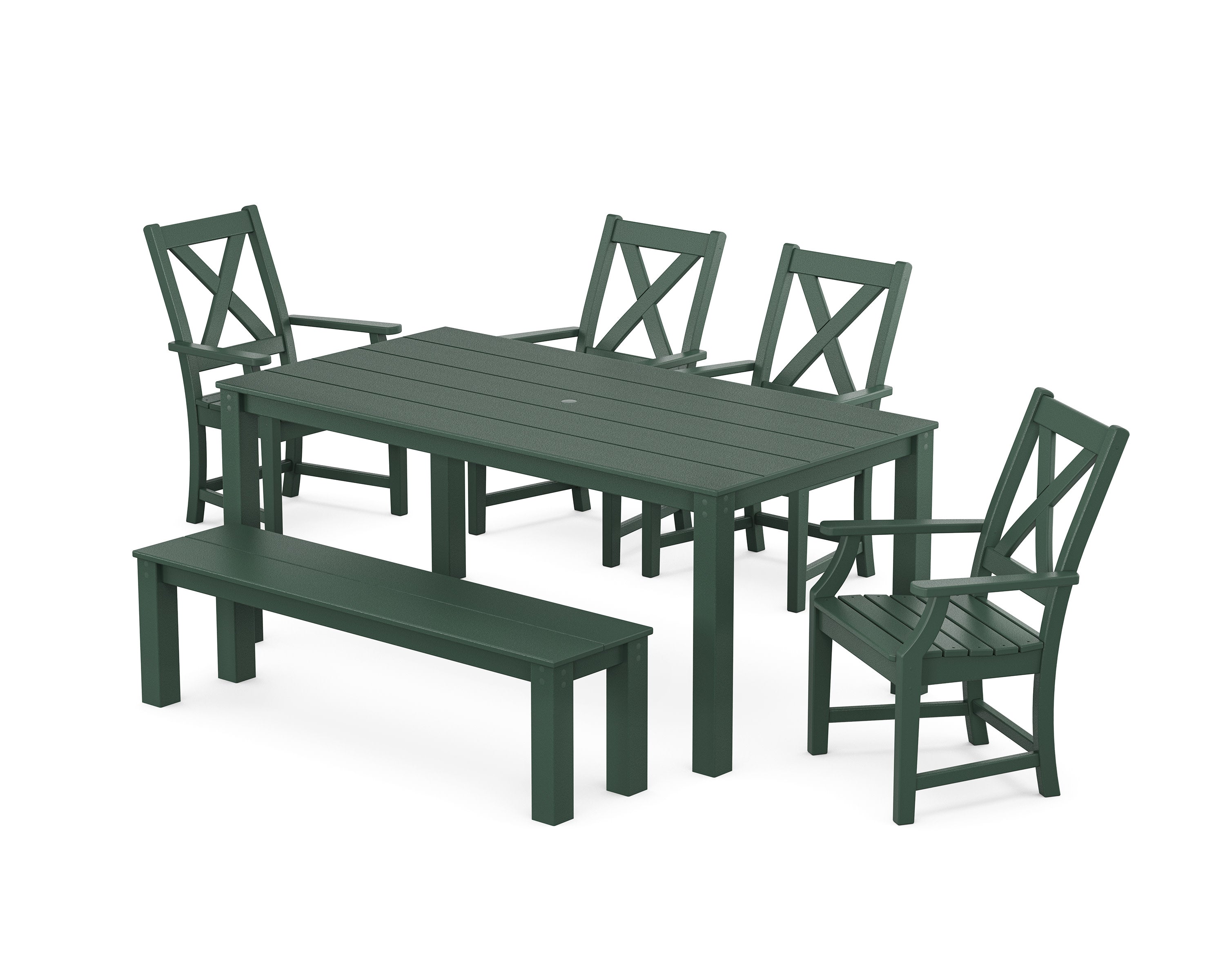 Braxton 6-Piece Parsons Dining Set with Bench in Green
