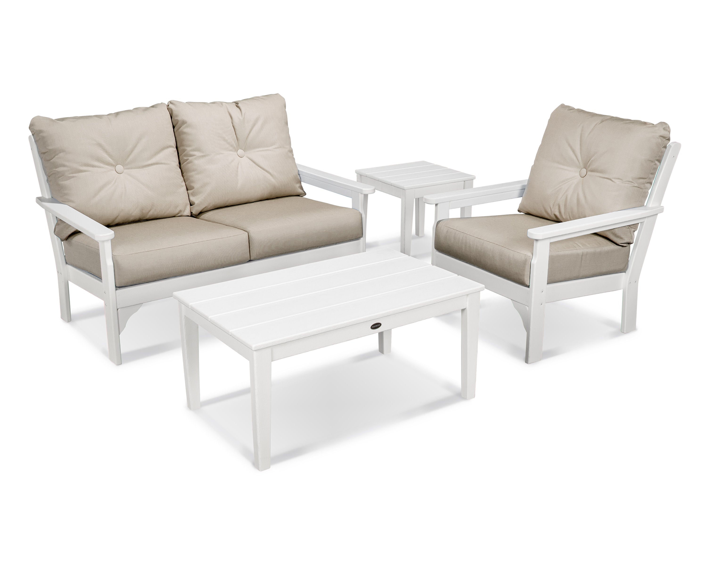 Vineyard 4-Piece Deep Seating Set in White / Cast Ash