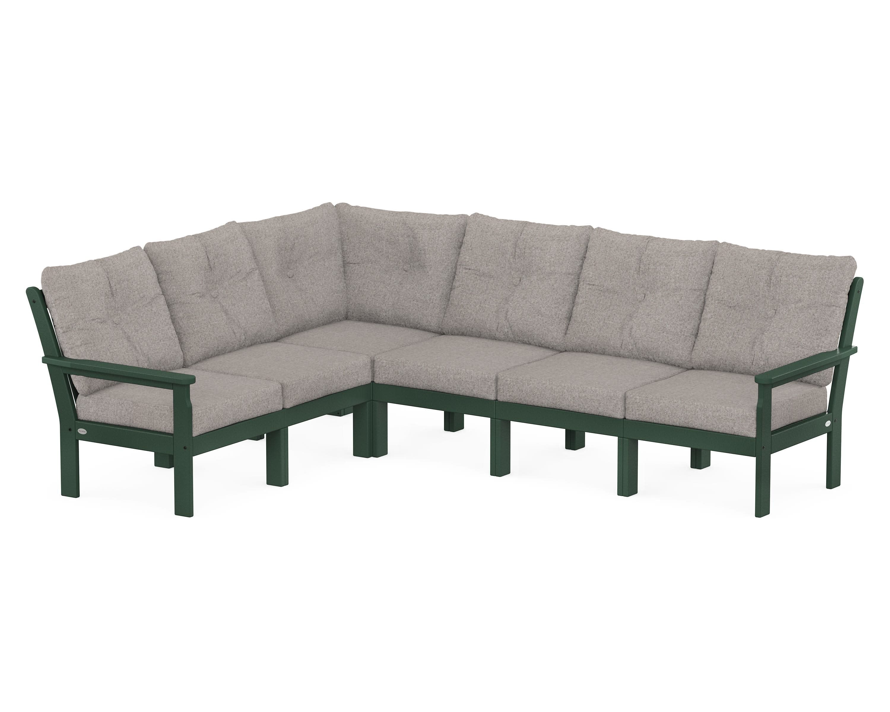 Vineyard 6-Piece Sectional in Green / Weathered Tweed