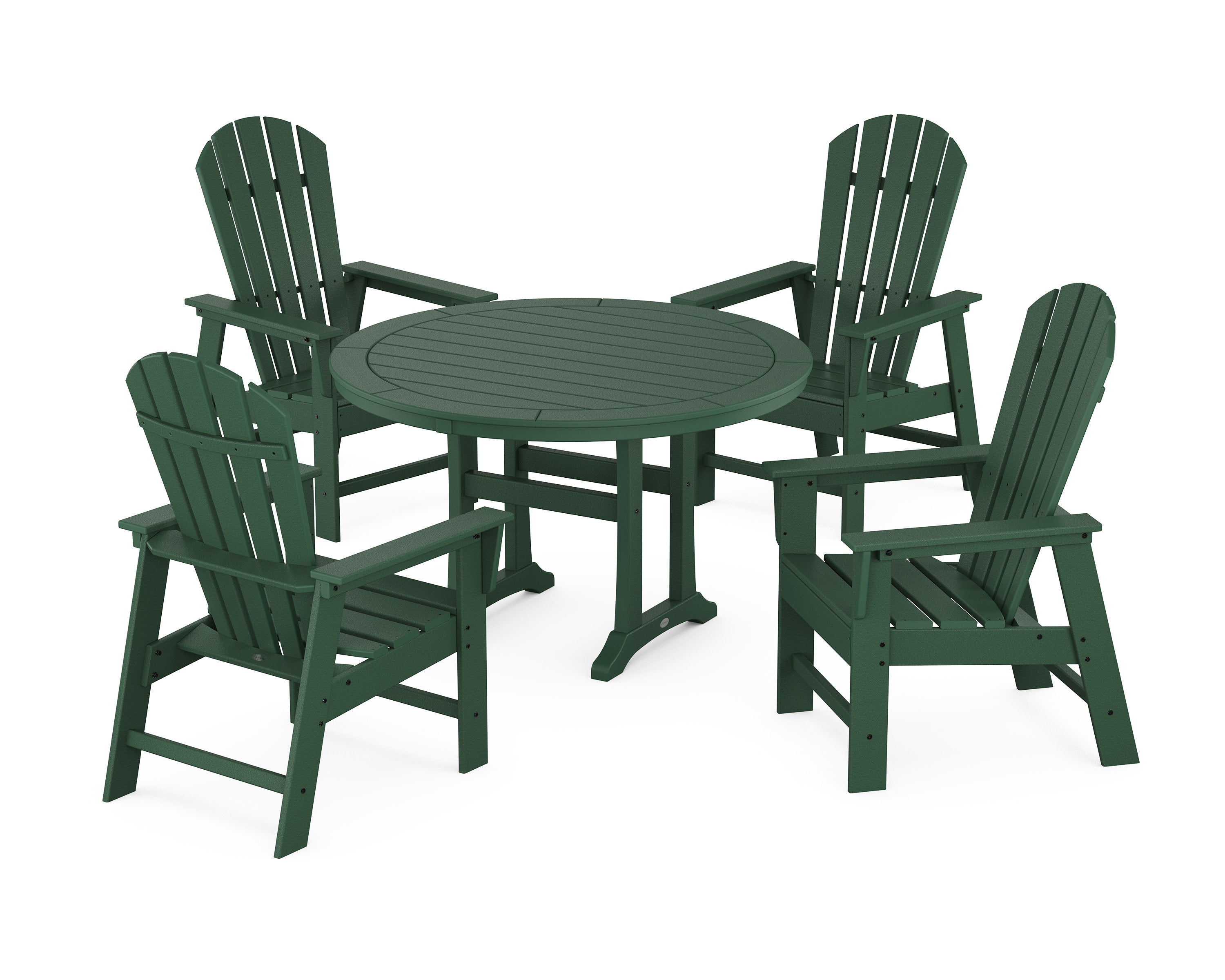 South Beach 5-Piece Round Dining Set with Trestle Legs in Green
