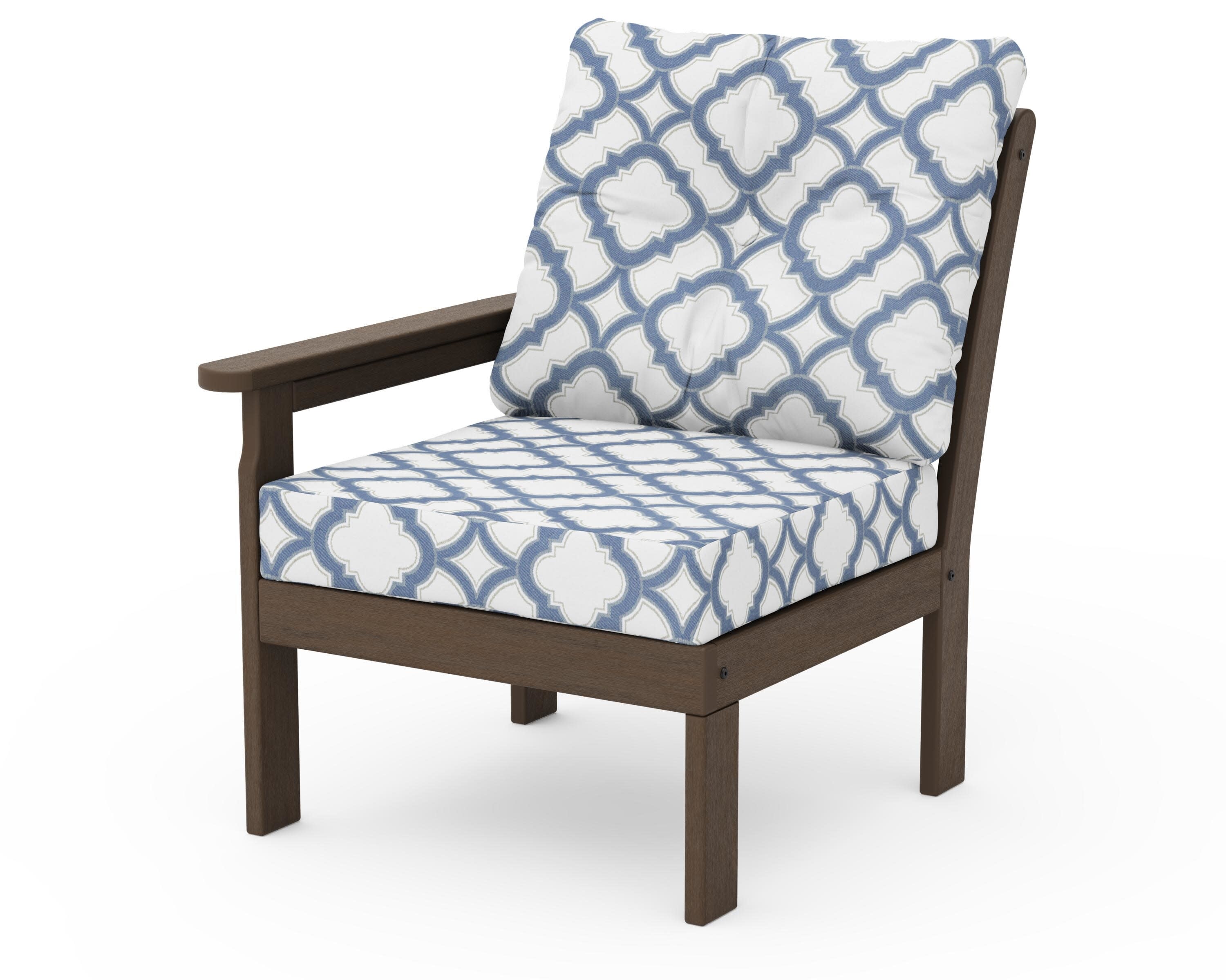 Vineyard Modular Left Arm Chair in Kona / Trellis Sky Blue