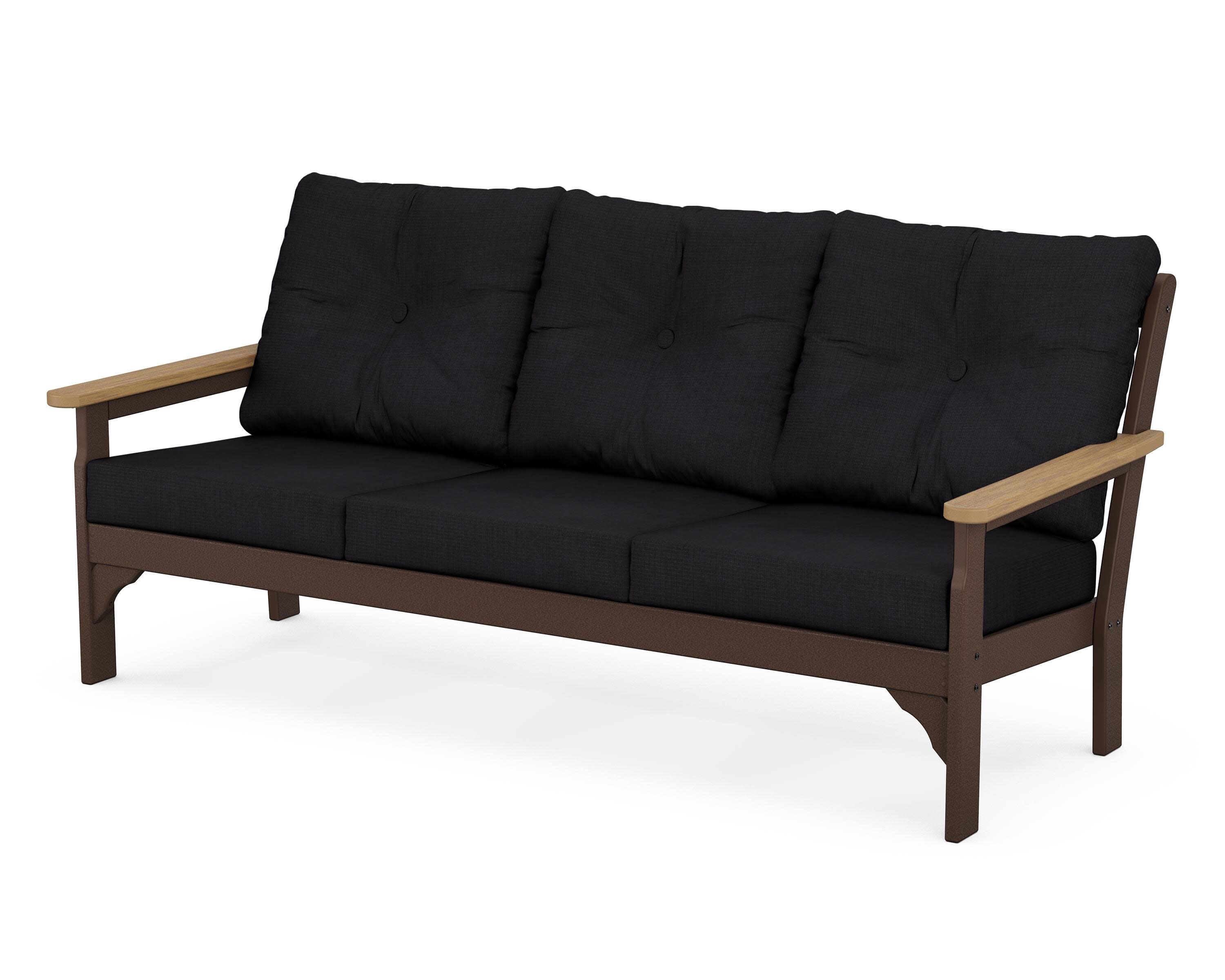 Vineyard Deep Seating Sofa in Mahogany / Natural / Midnight Linen