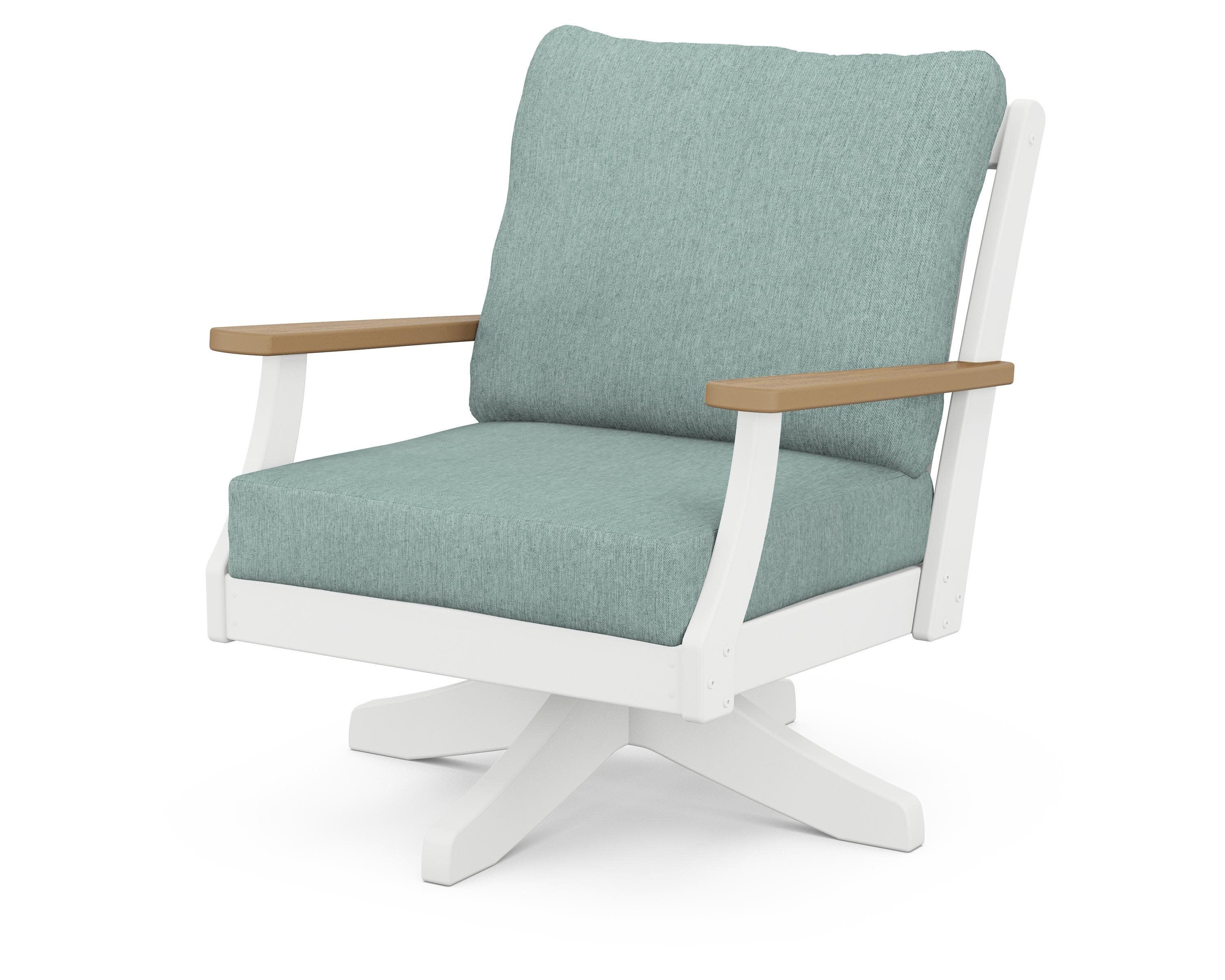 Braxton Deep Seating Swivel Chair in White / Natural / Glacier Spa