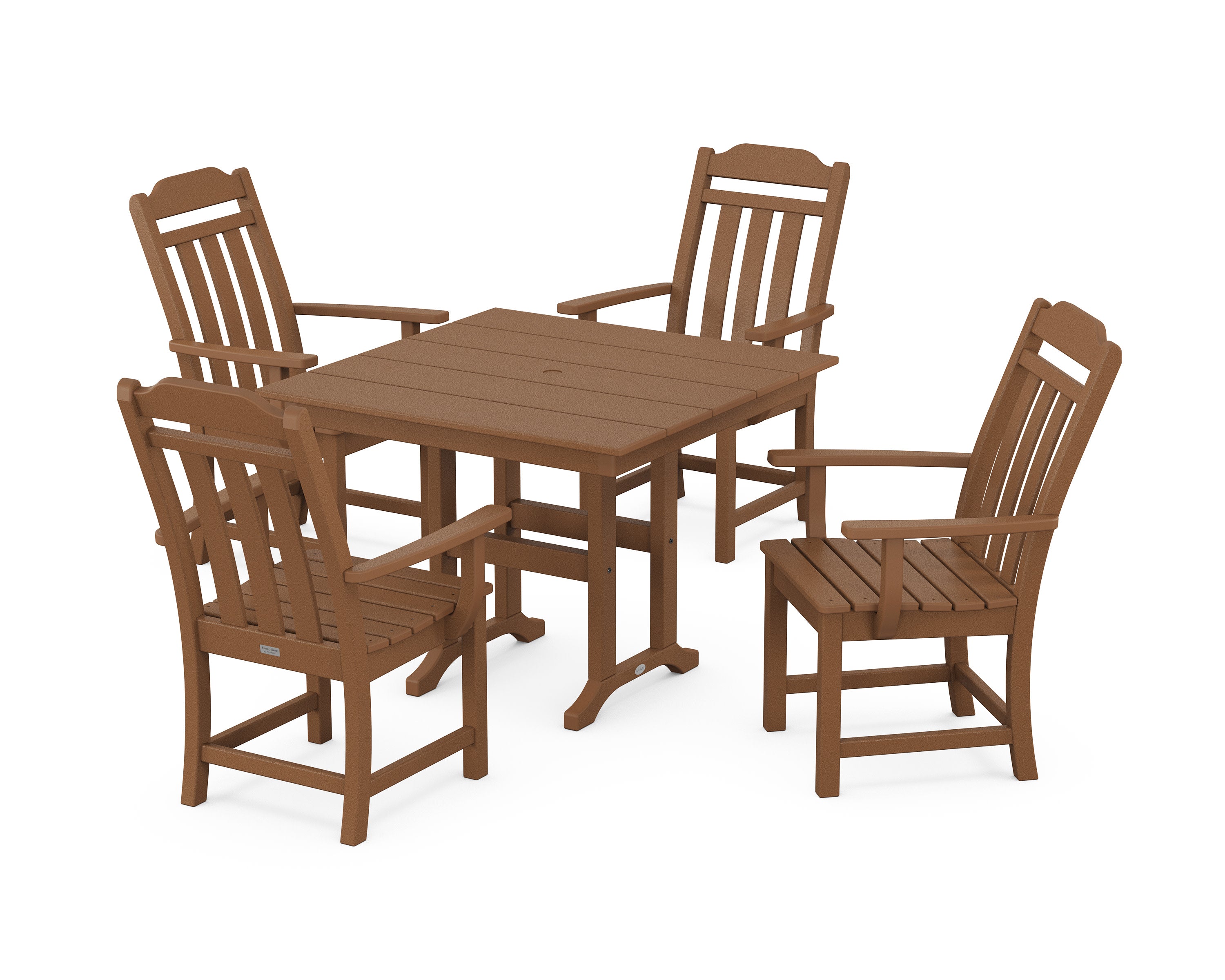 Cottage 5-Piece Farmhouse Dining Set in Teak