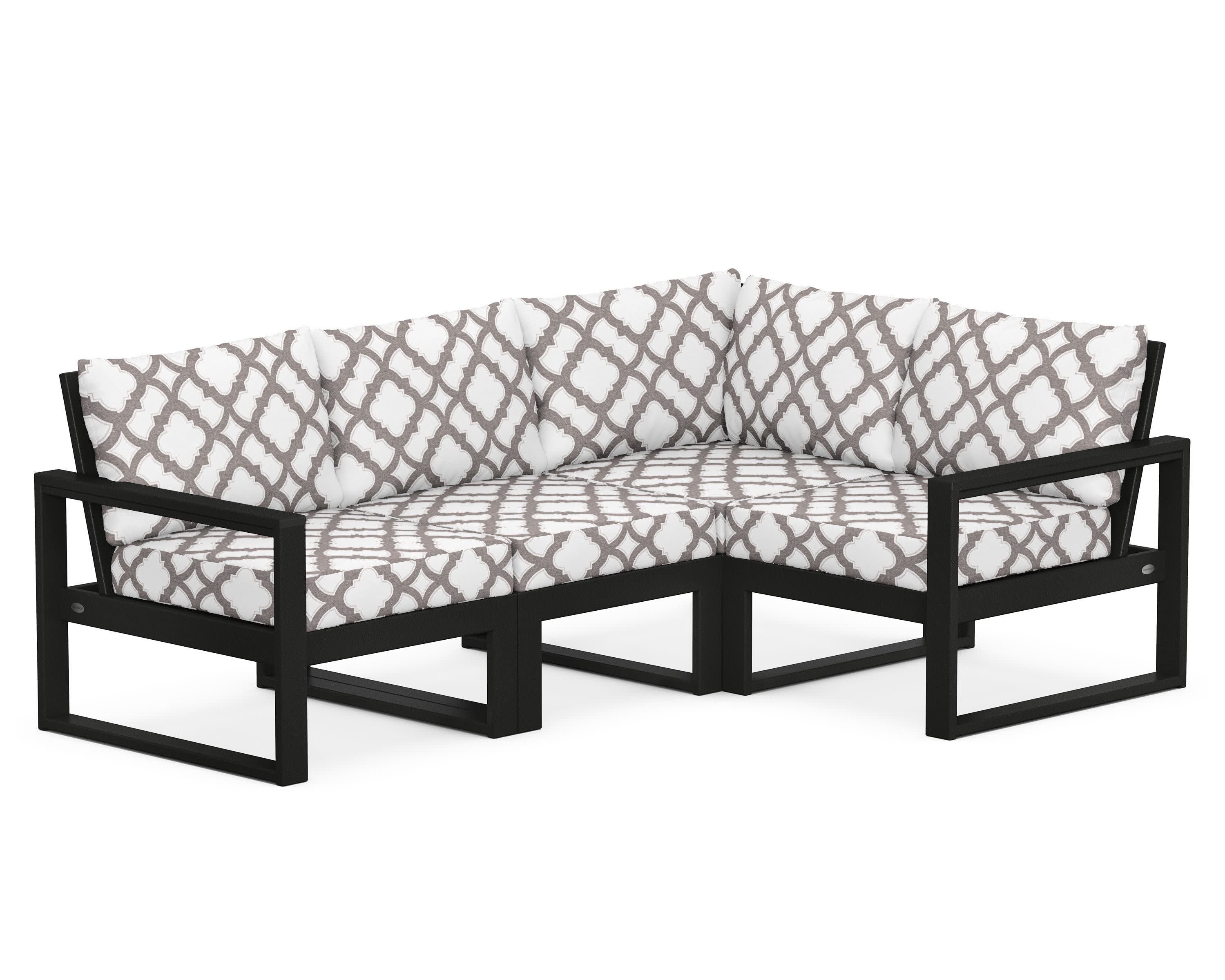 EDGE 4-Piece Modular Deep Seating Set in Black / Trellis Grey Mist