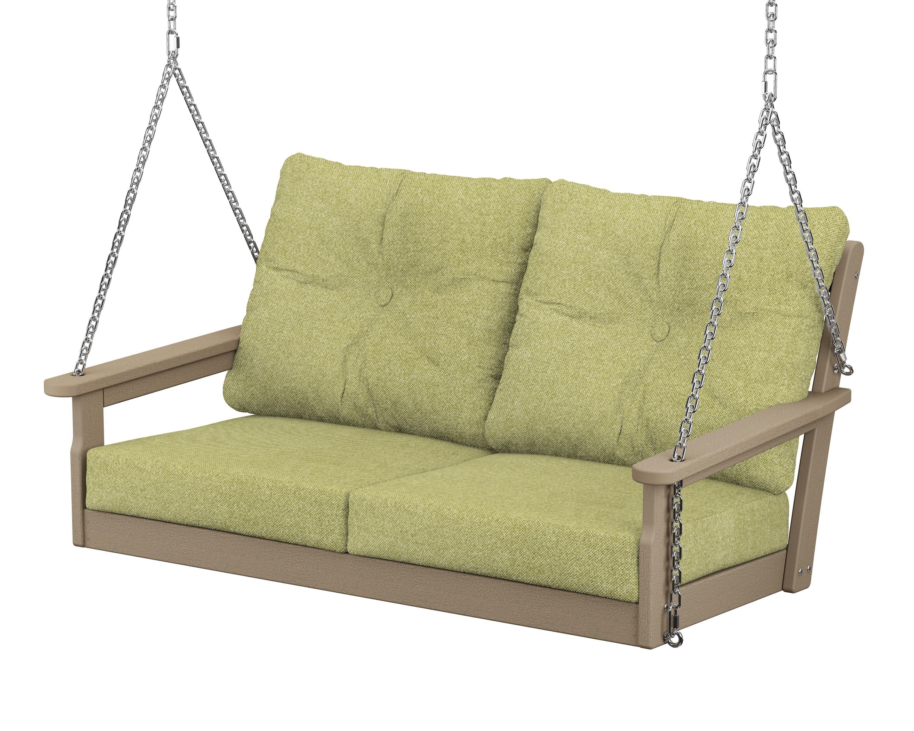 Vineyard Deep Seating Swing in Vintage Sahara / Chartreuse Boucle