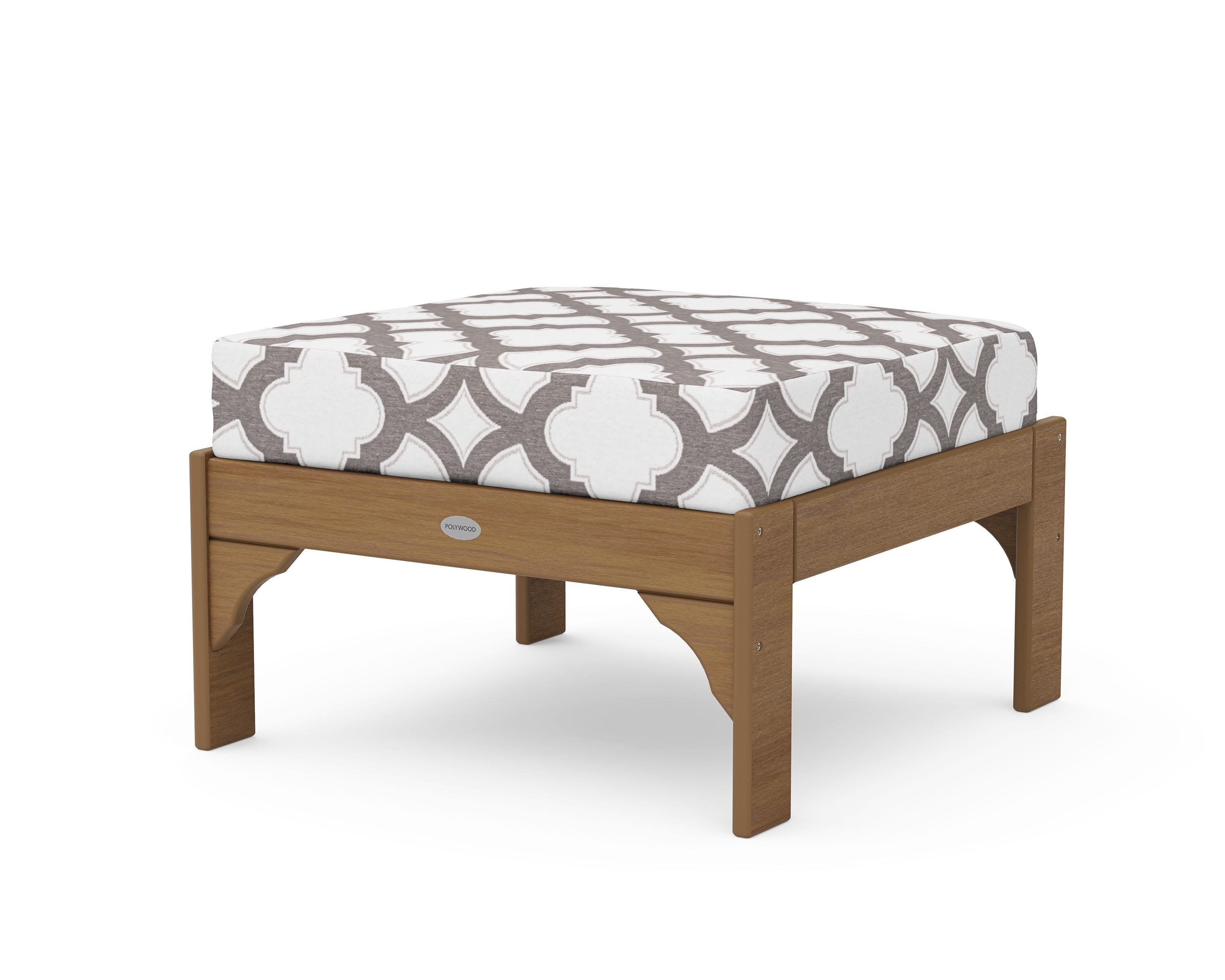 Vineyard Deep Seating Ottoman in Natural / Trellis Grey Mist
