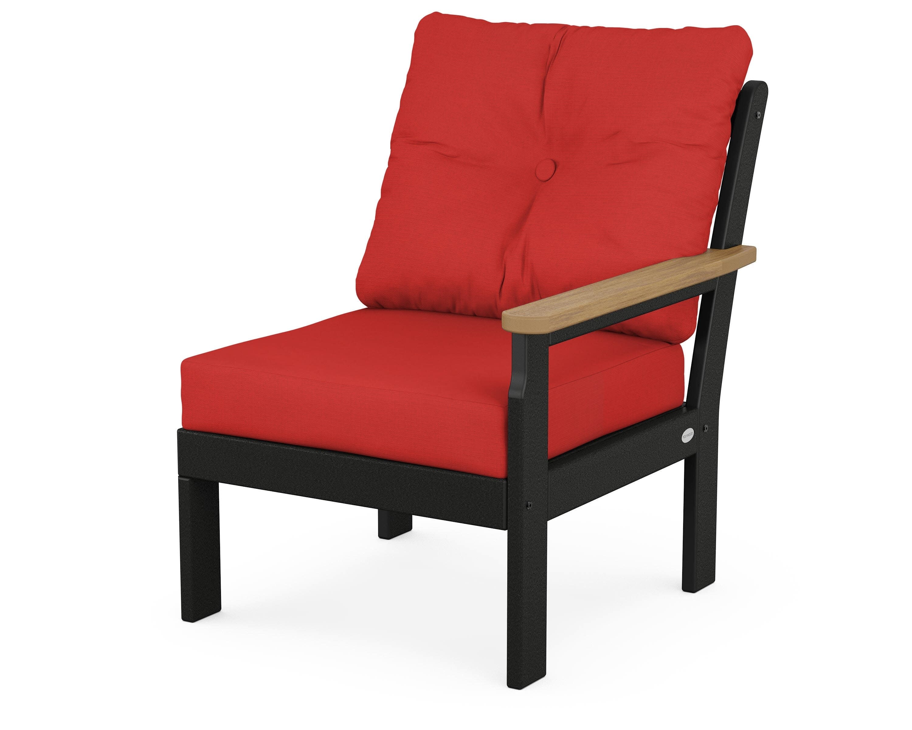 Vineyard Modular Right Arm Chair in Black / Natural / Crimson Linen