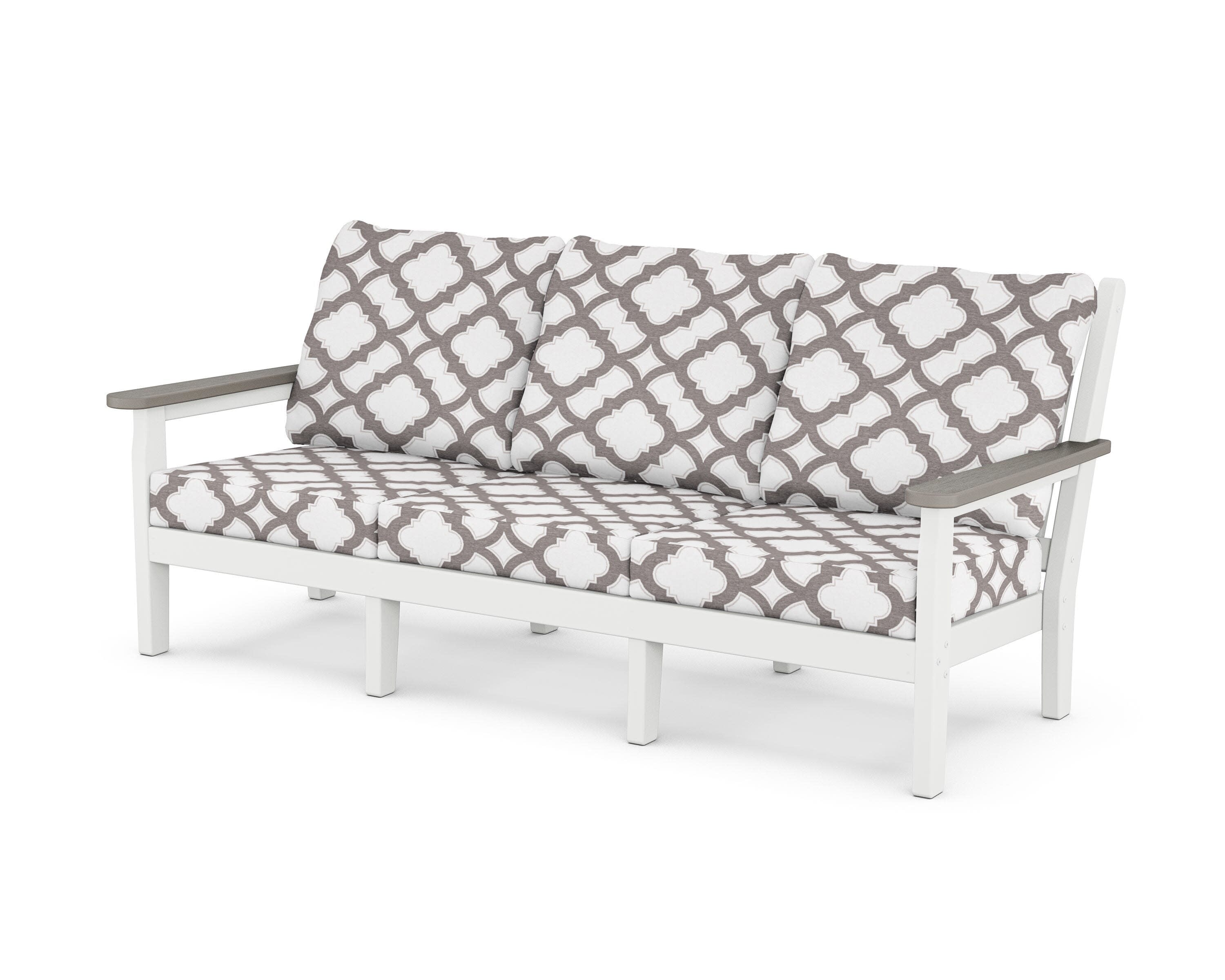 Chippendale Deep Seating Sofa in White / Driftwood / Trellis Grey Mist