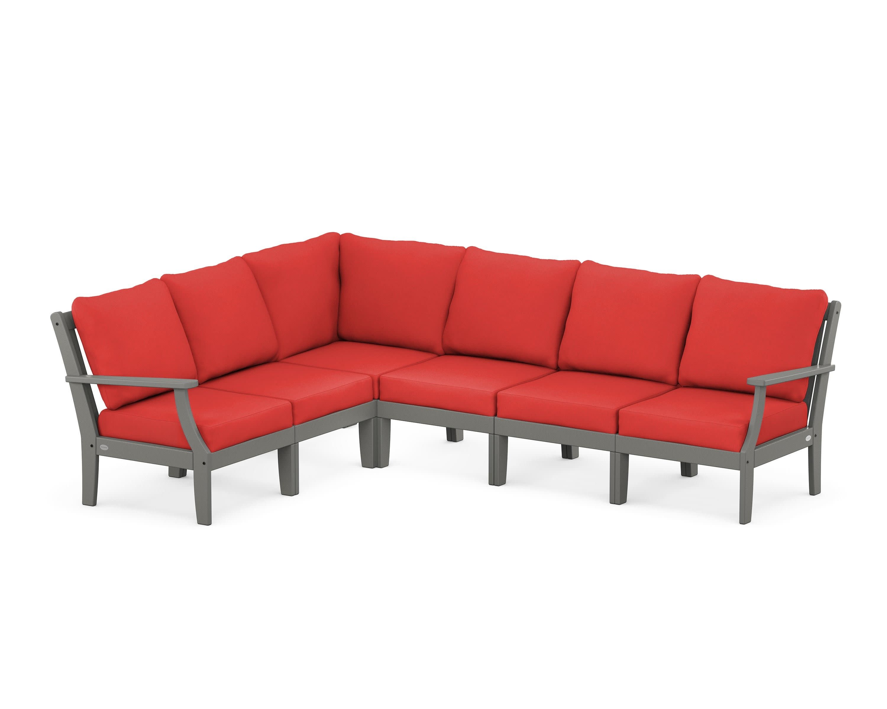 Braxton Modular 6-Piece Deep Seating Set in Slate Grey / Crimson Linen