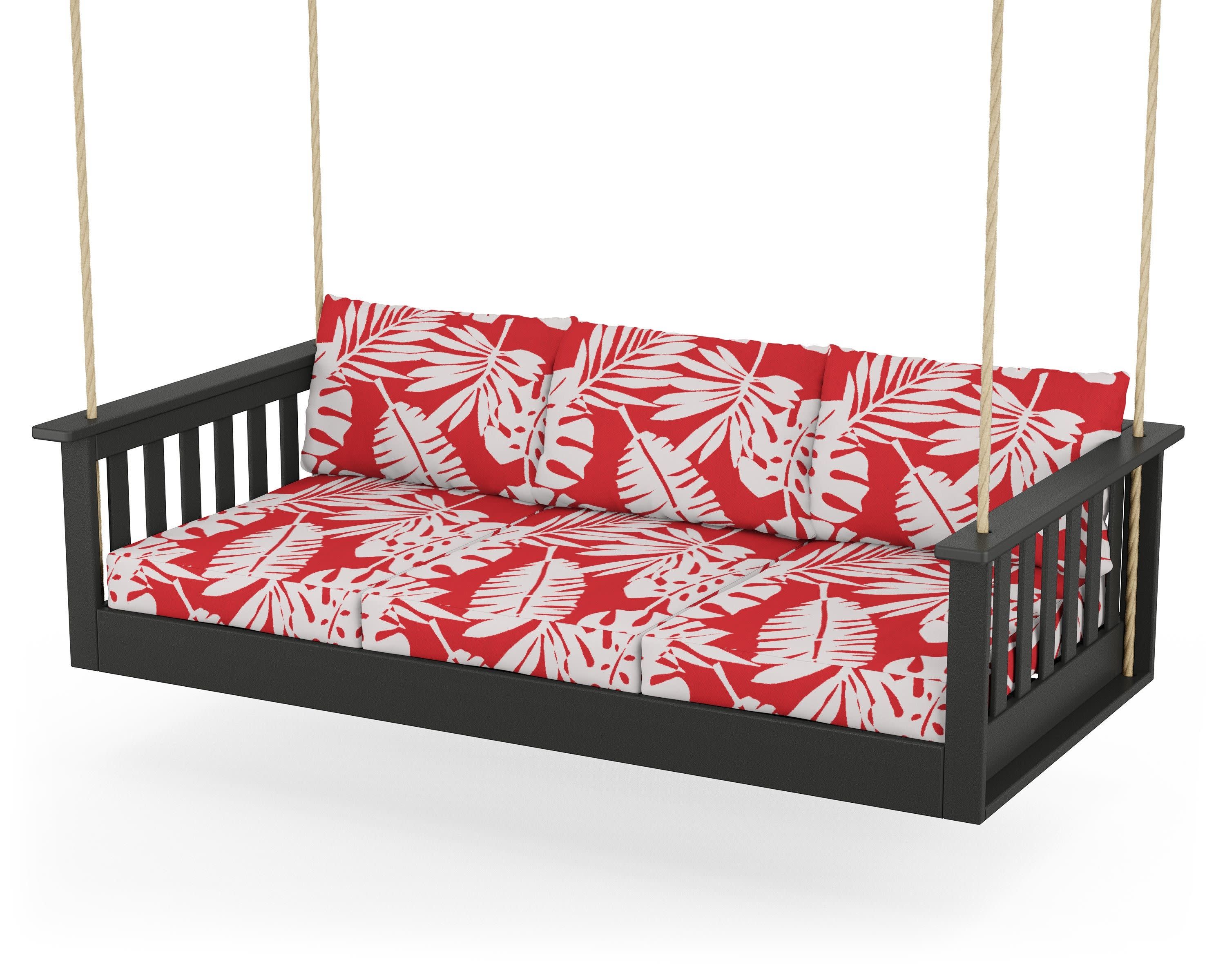 Vineyard Daybed Swing in Black / Leaf Crimson
