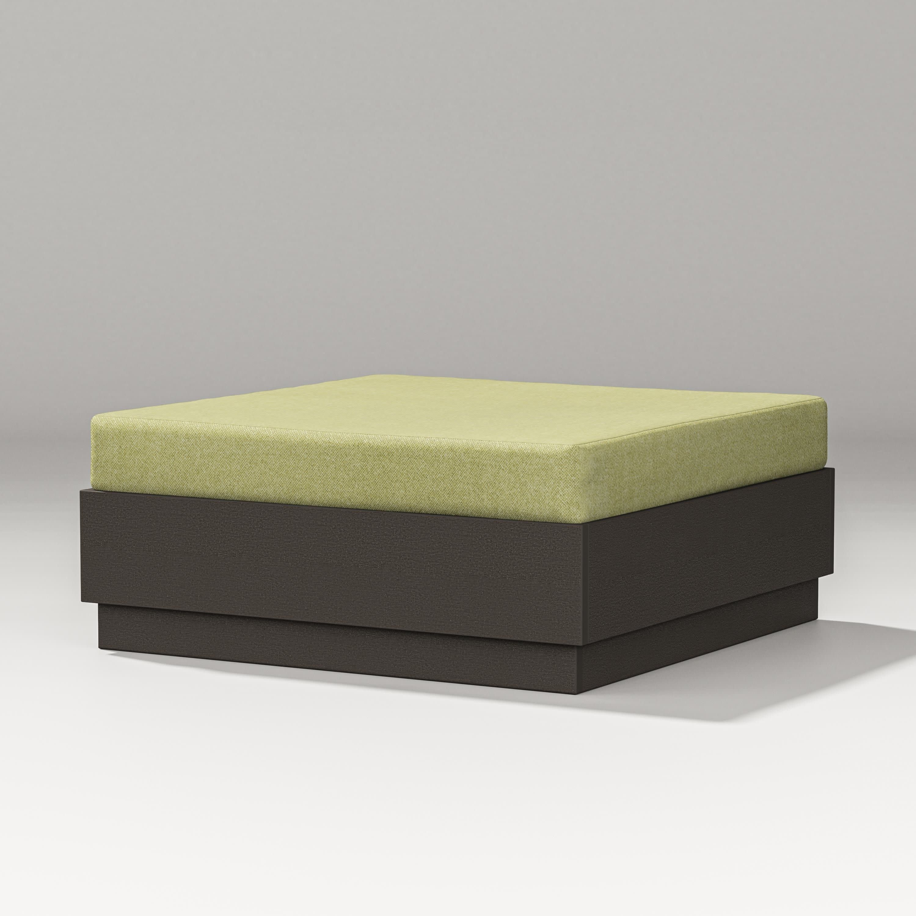 Elevate Lounge Ottoman in Vintage Coffee / Chartreuse Boucle