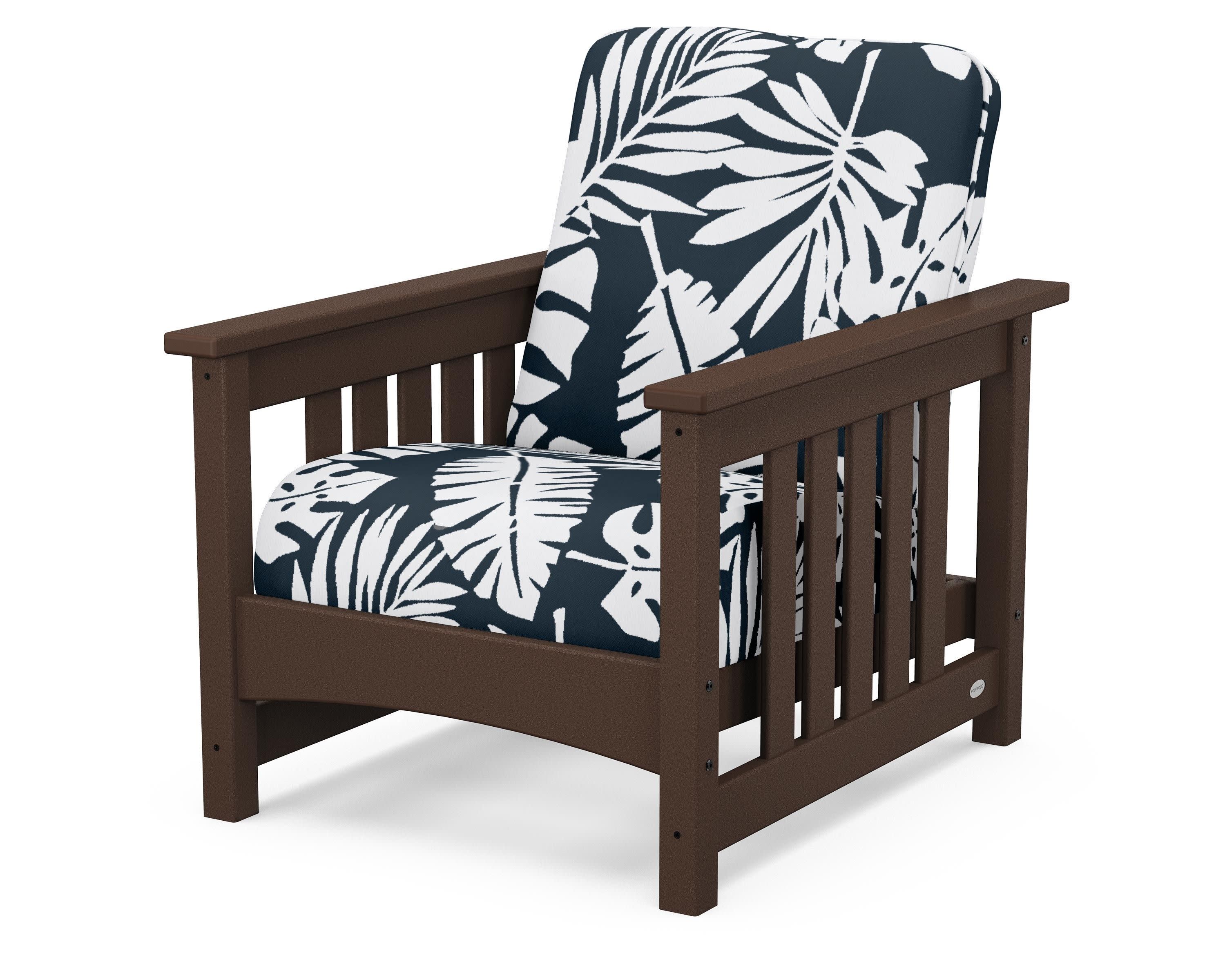 Club Mission Chair in Mahogany / Leaf Marine Indigo