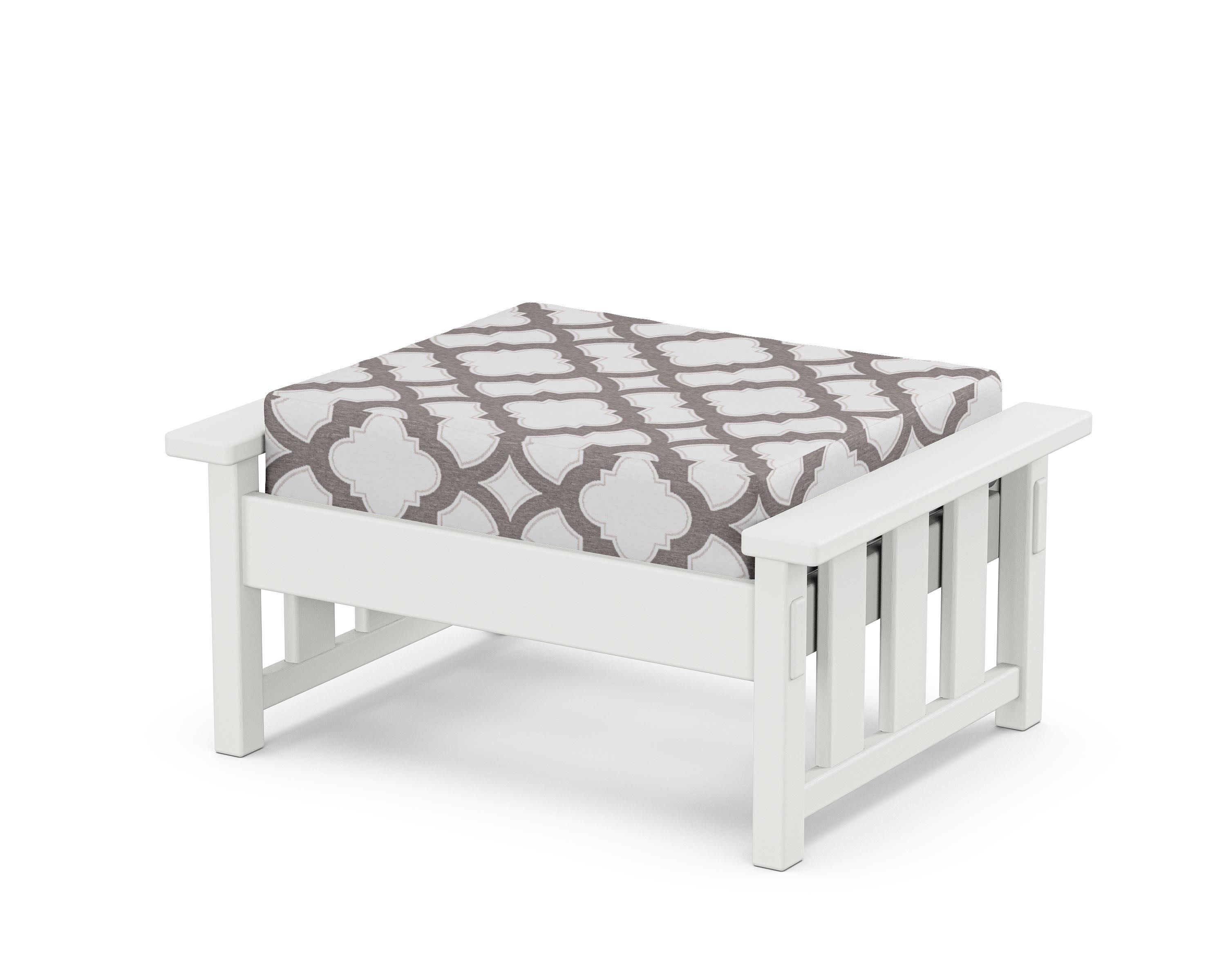 Acadia Deep Seating Ottoman in White / Trellis Grey Mist