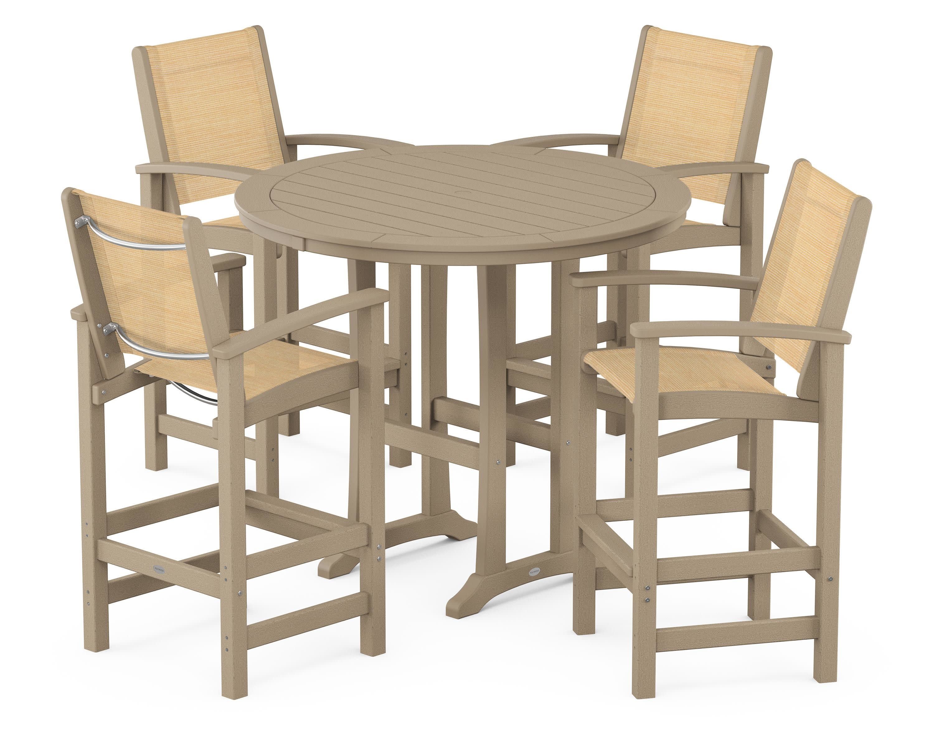 Coastal 5-Piece Nautical Trestle Bar Set in Vintage Sahara / Dupioni Apricot Sling