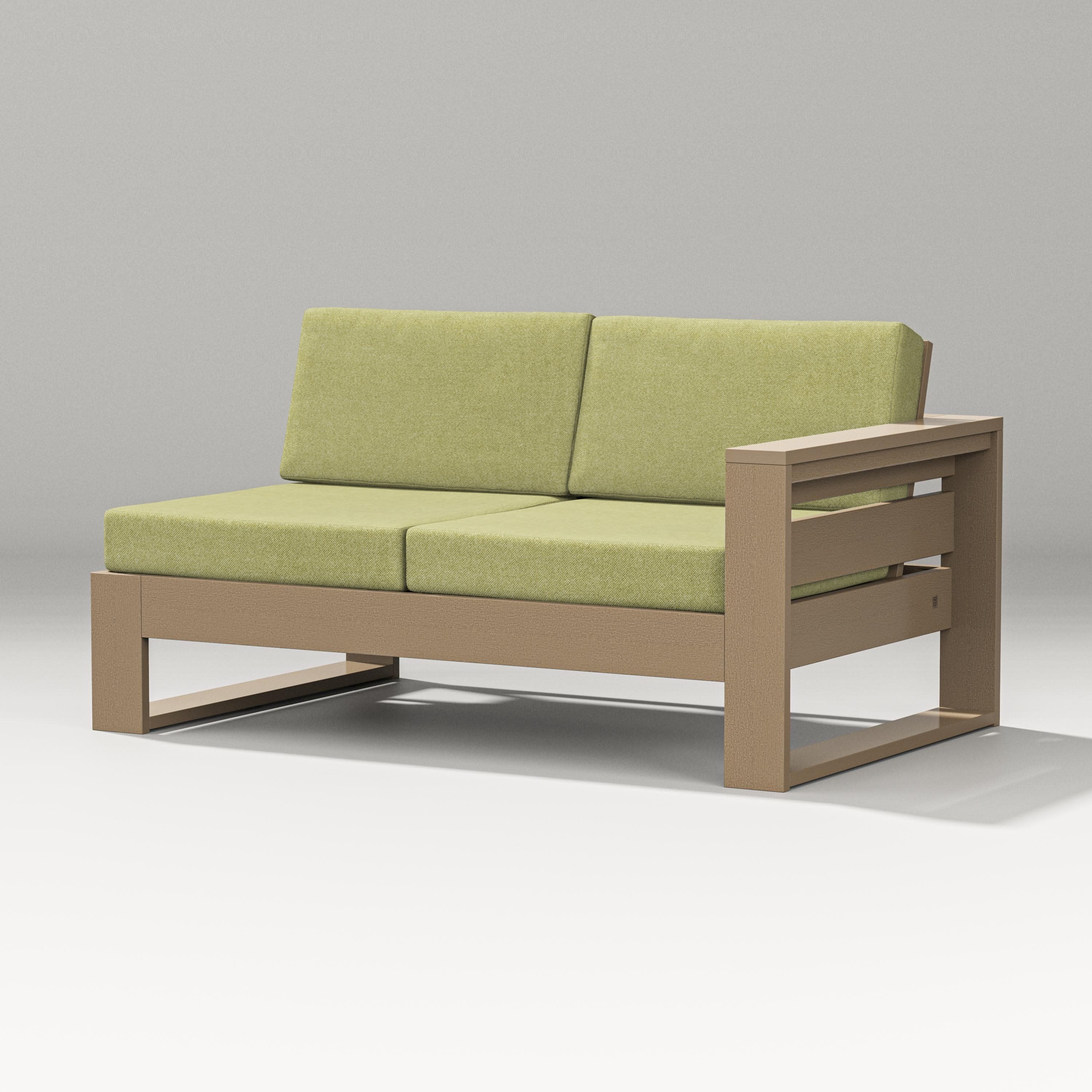 Latitude Modular Right Arm Loveseat in Vintage Sahara / Chartreuse Boucle