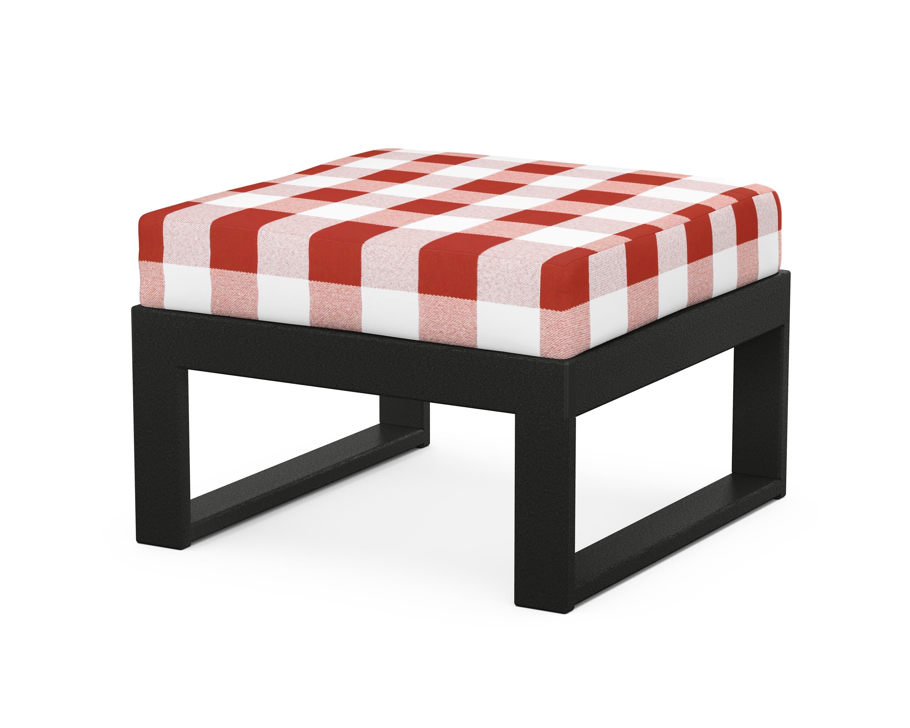 Modular Ottoman - Modern in Black / Buffalo Plaid Crimson