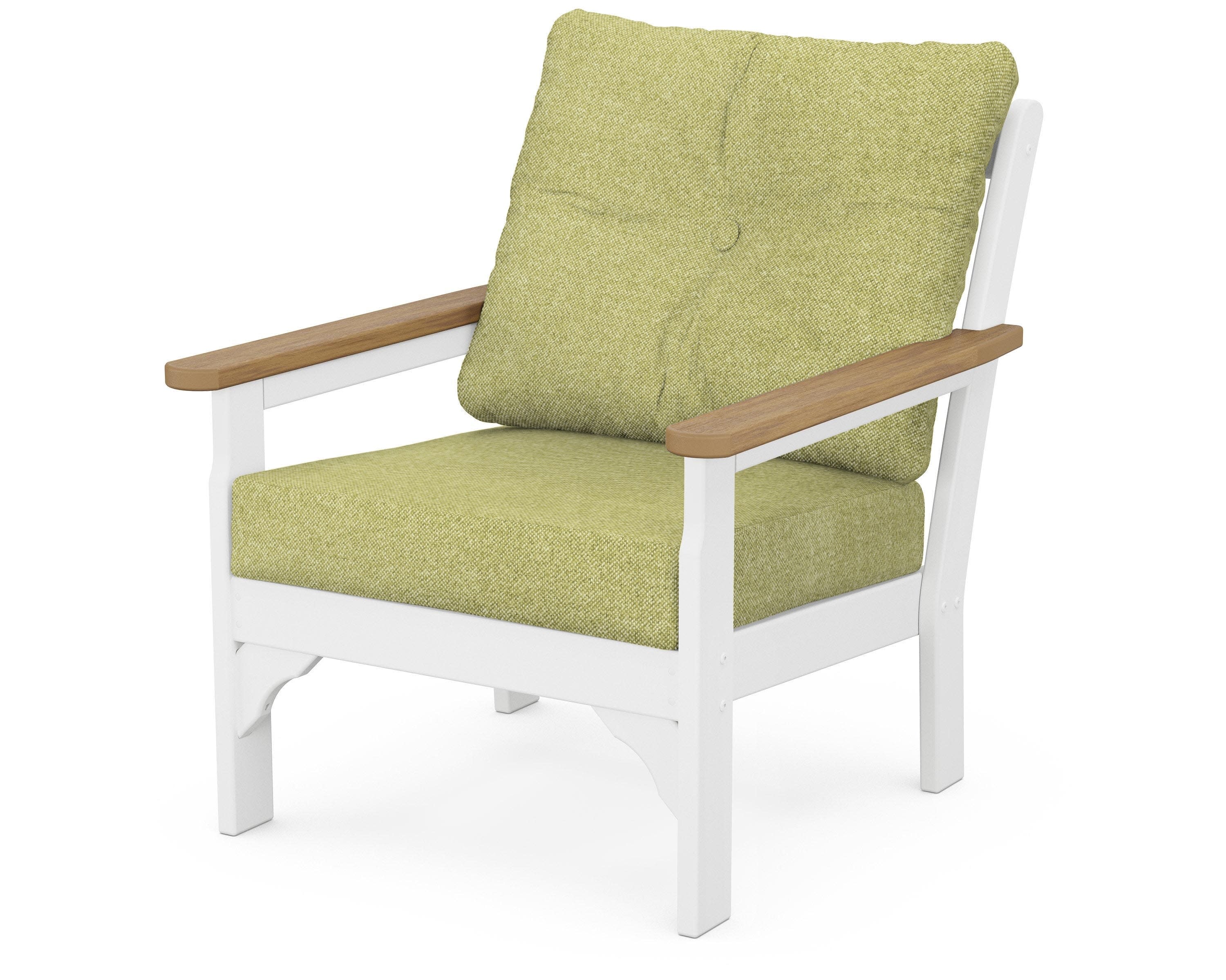 Vineyard Deep Seating Chair in White / Natural / Chartreuse Boucle