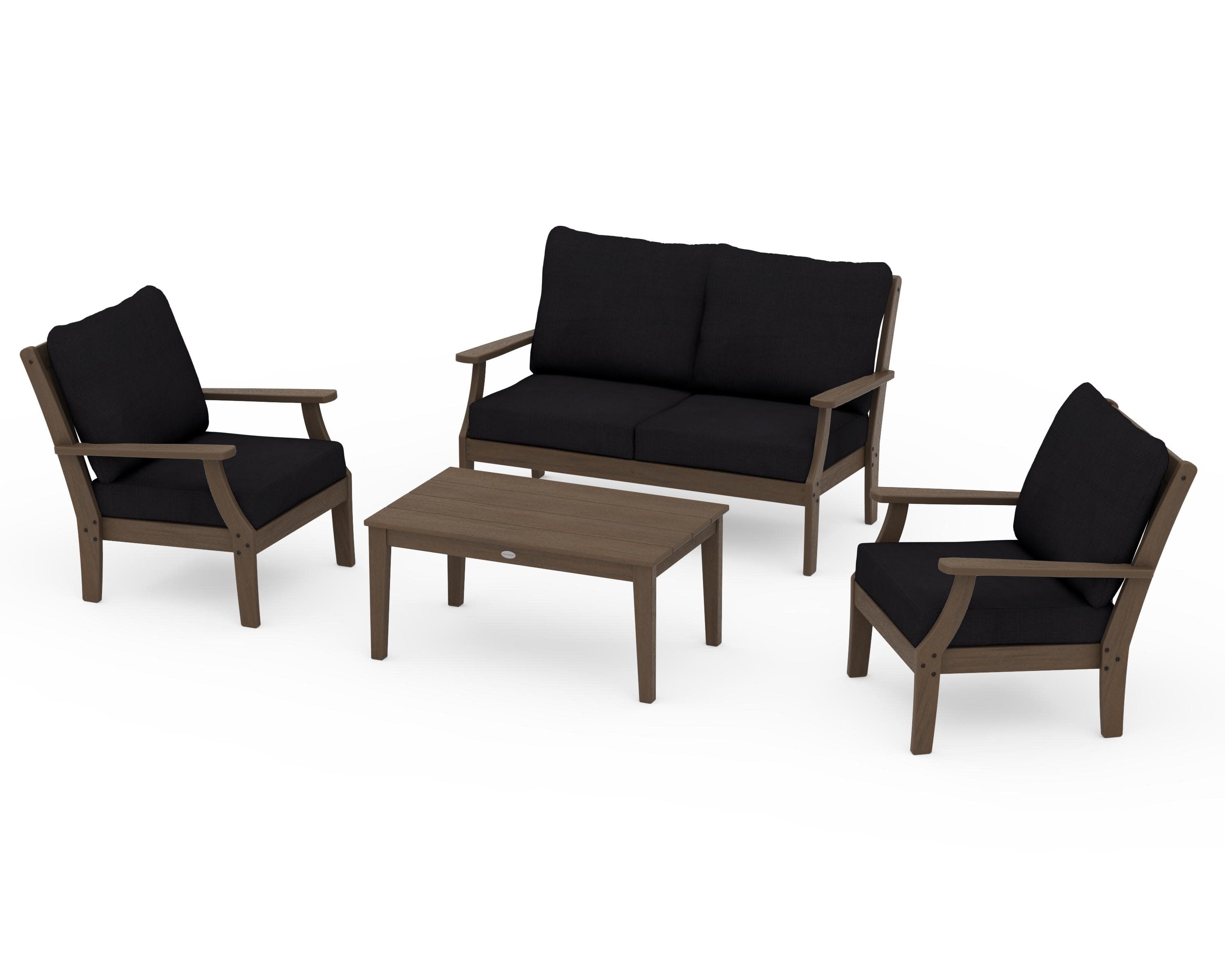 Braxton 4-Piece Deep Seating Chair Set in Kona / Midnight Linen