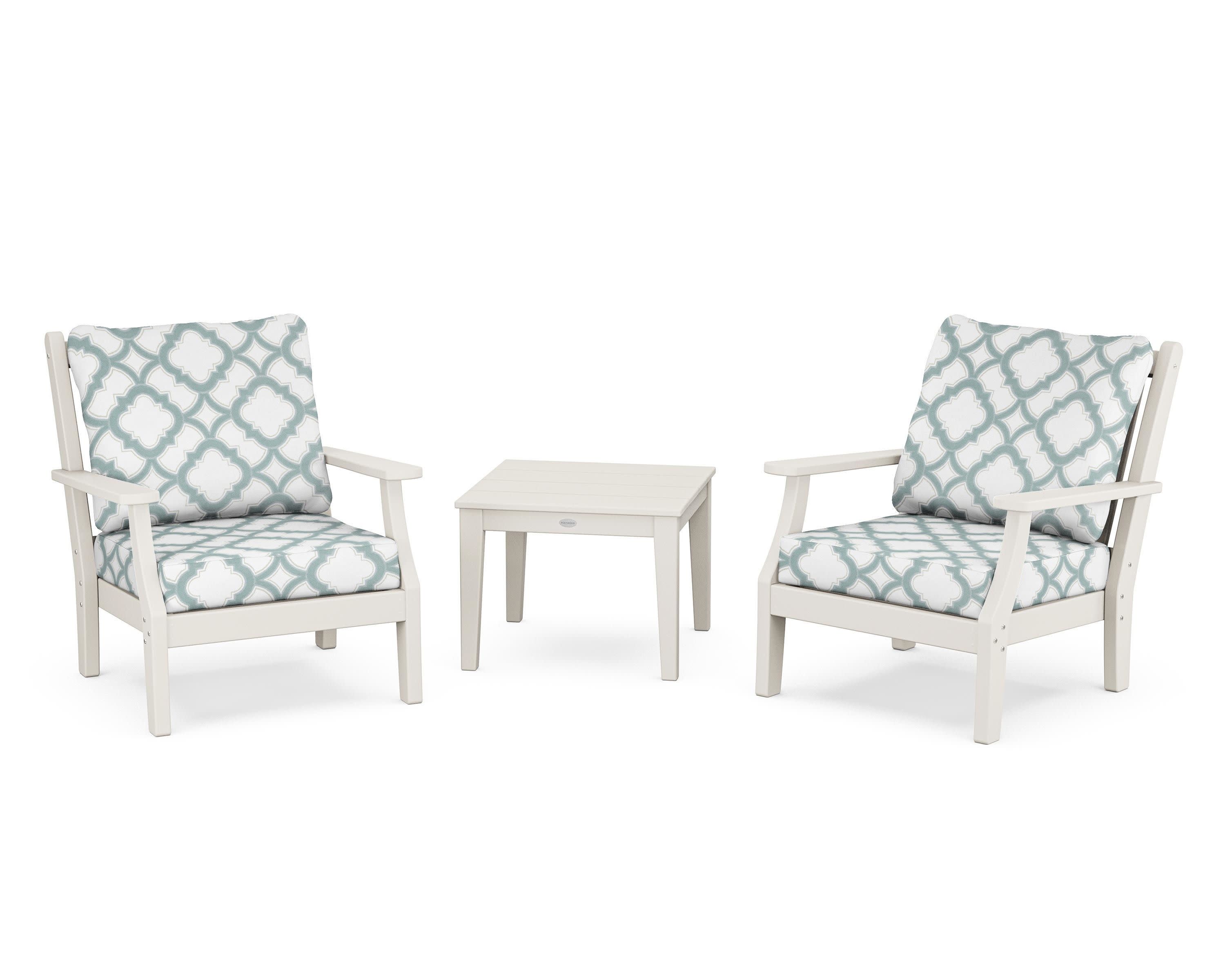 Wovendale 3-Piece Deep Seating Set in Sand / Trellis Glacier Spa