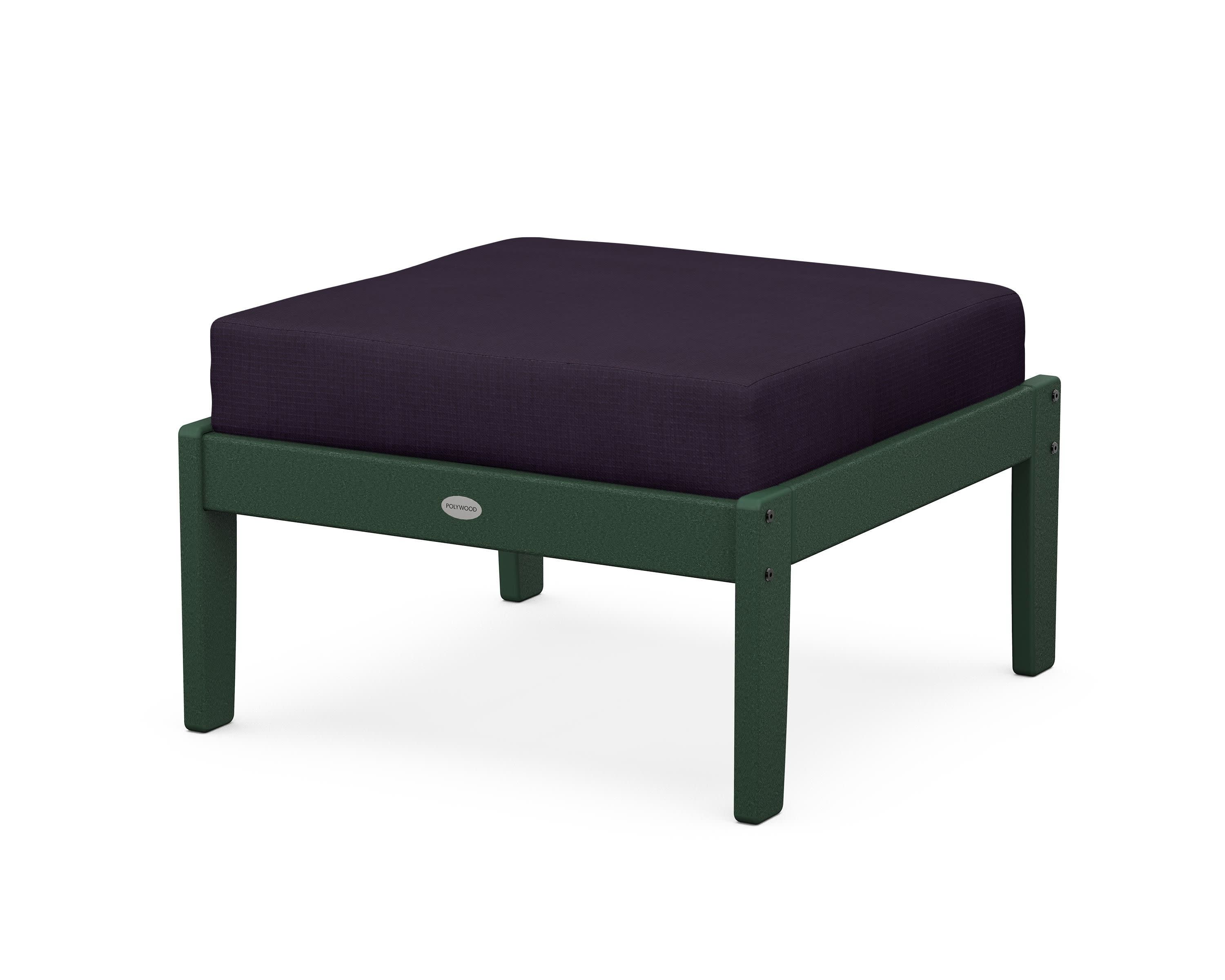 Braxton Deep Seating Ottoman in Green / Navy Linen