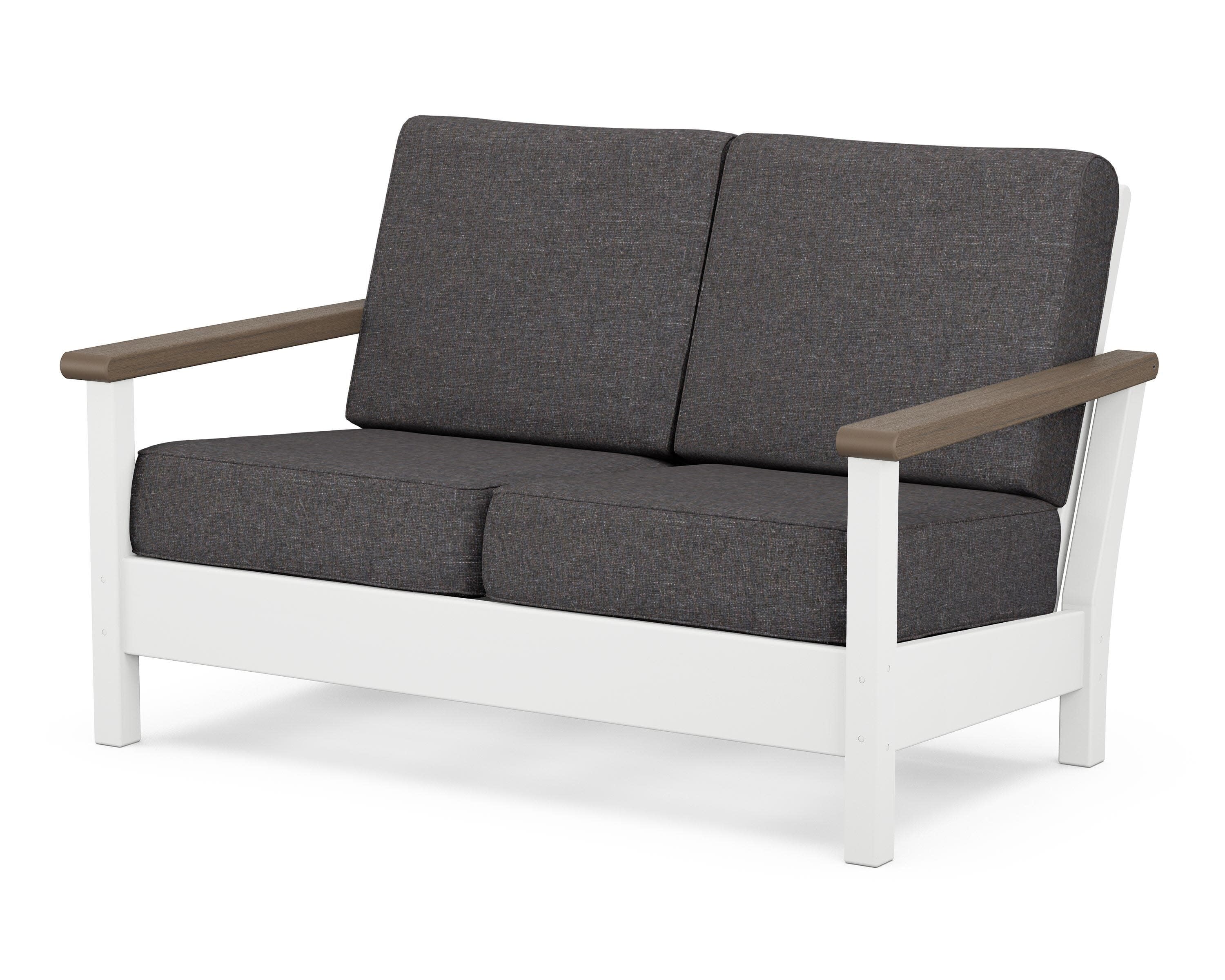 Harbour Deep Seating Loveseat in White / Kona / Ash Charcoal