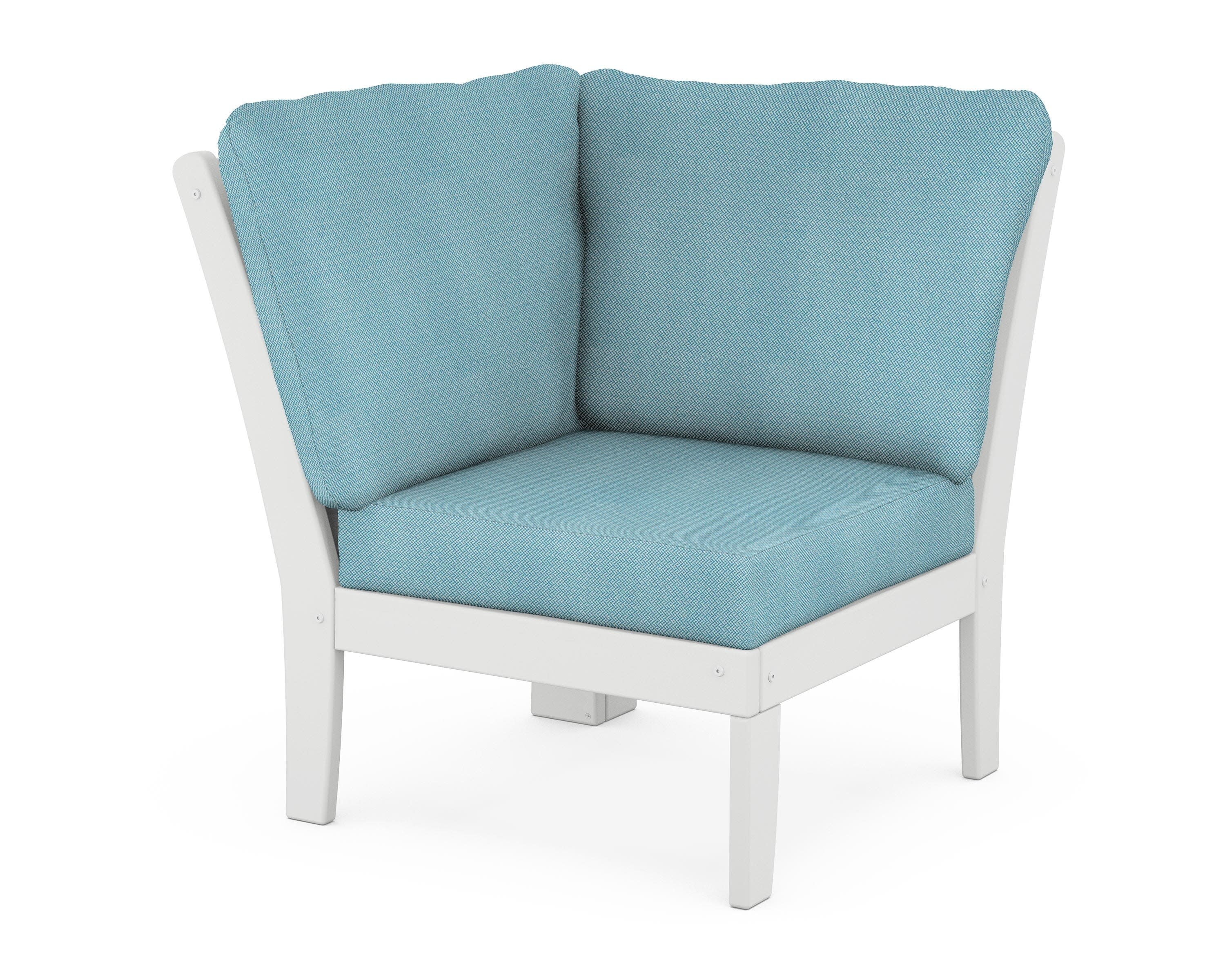Braxton Modular Corner Chair in White / Lattice Sky Blue