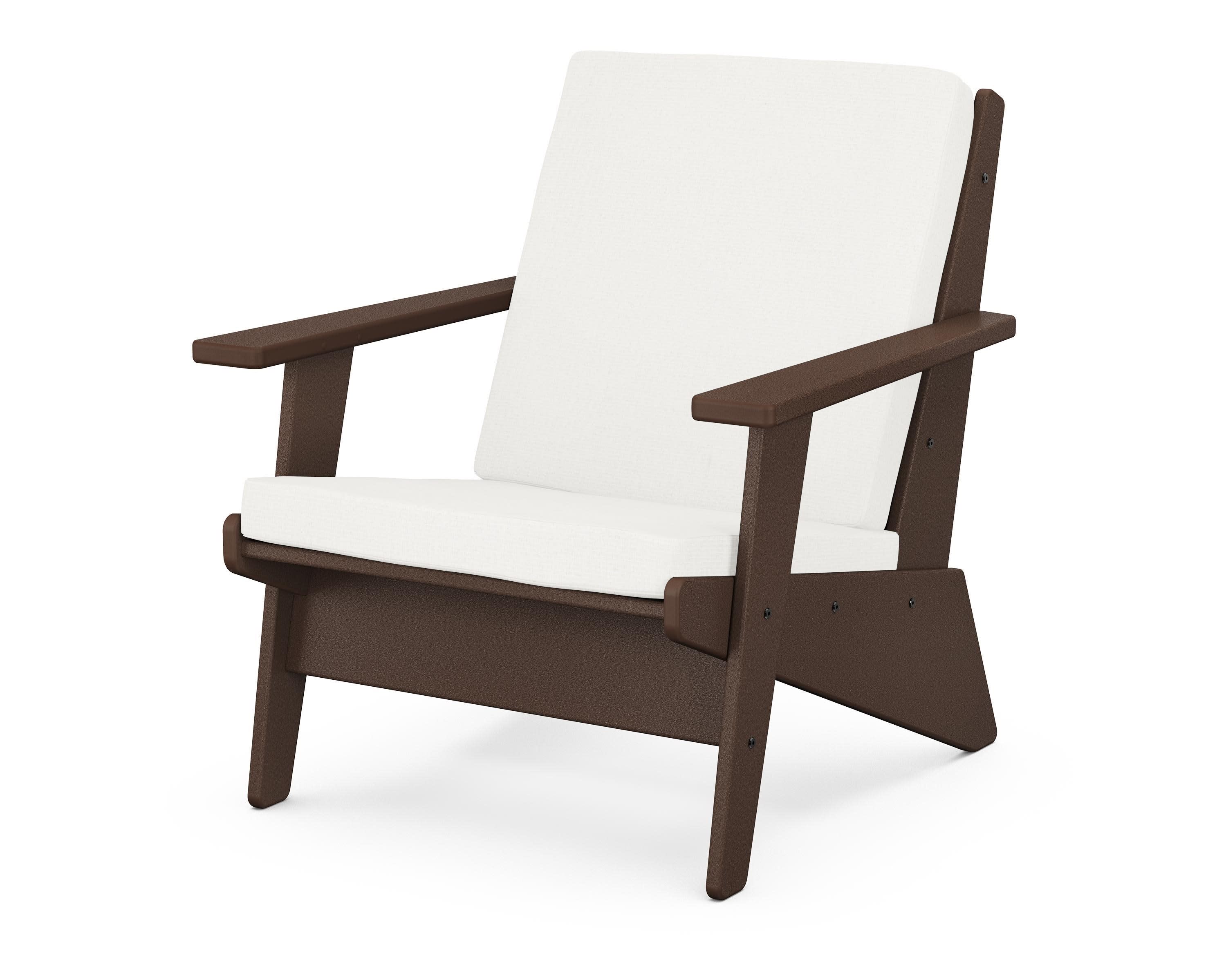 Riviera Modern Lounge Chair in Mahogany / Natural Linen