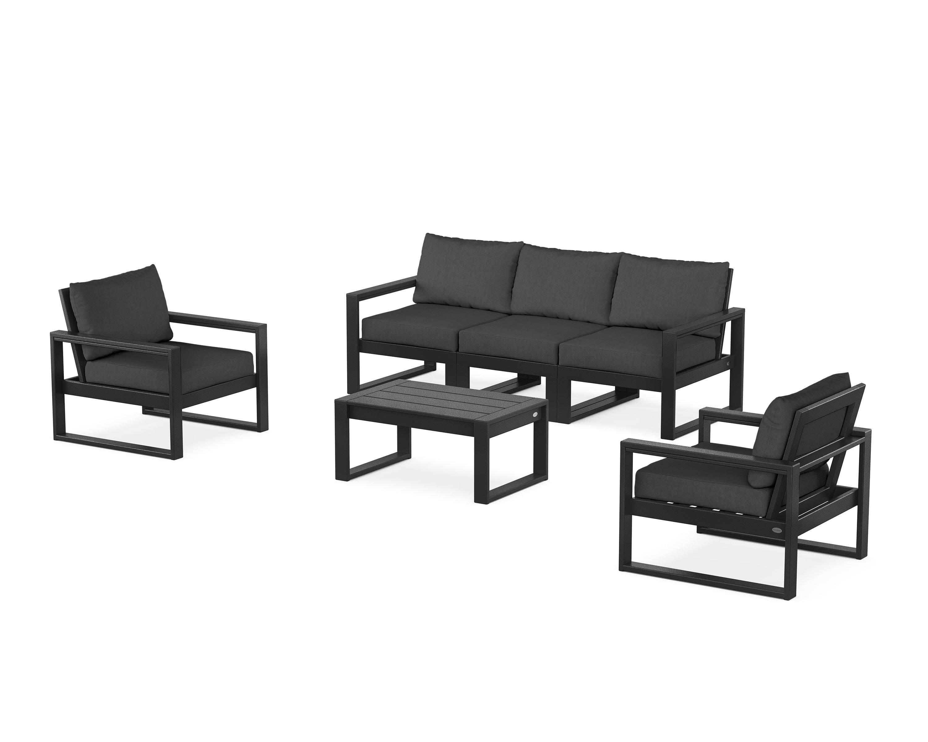 EDGE Sectional 4-Piece Deep Seating Set with Sofa in Black / Spectrum Carbon