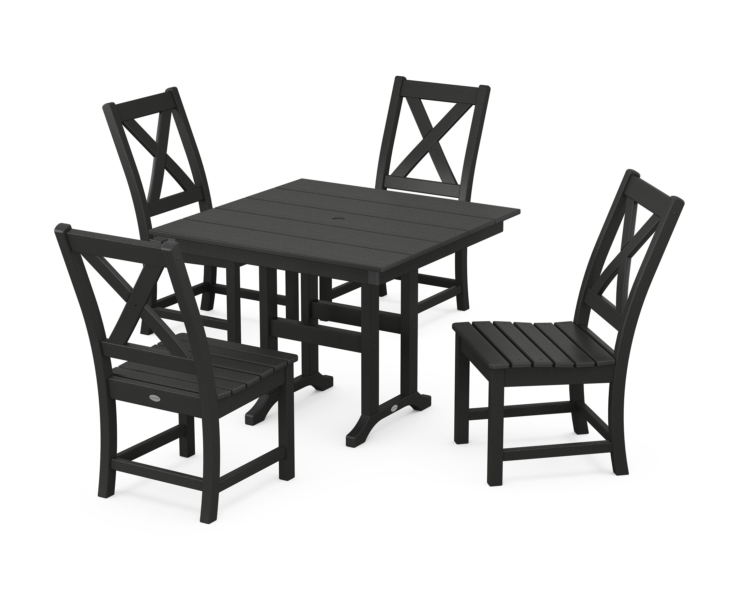 Braxton Side Chair 5-Piece Farmhouse Dining Set in Black