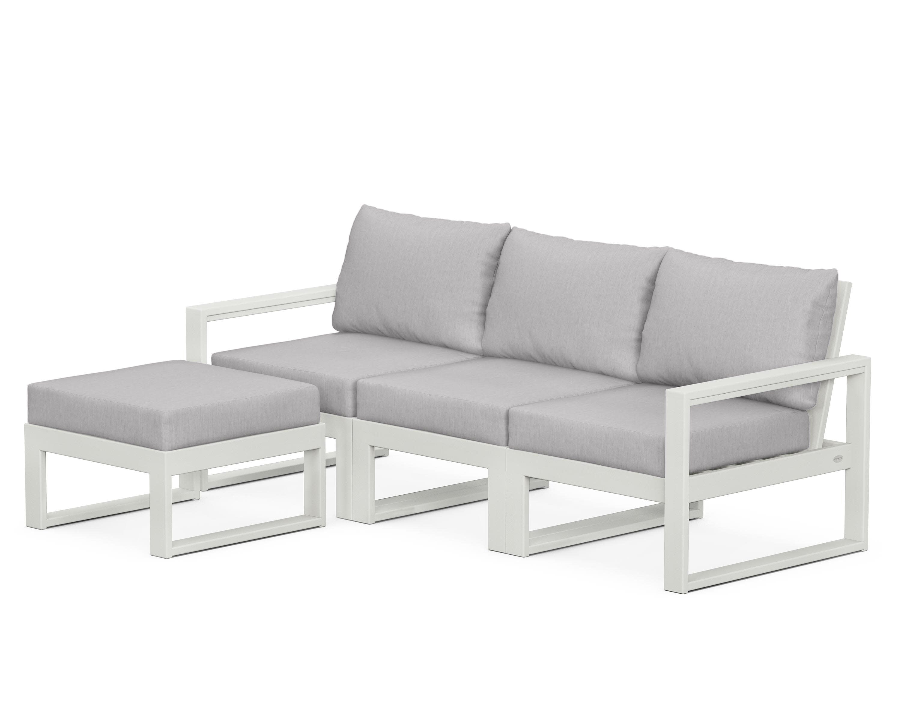 EDGE 4-Piece Modular Deep Seating Set with Ottoman in Vintage White / Granite
