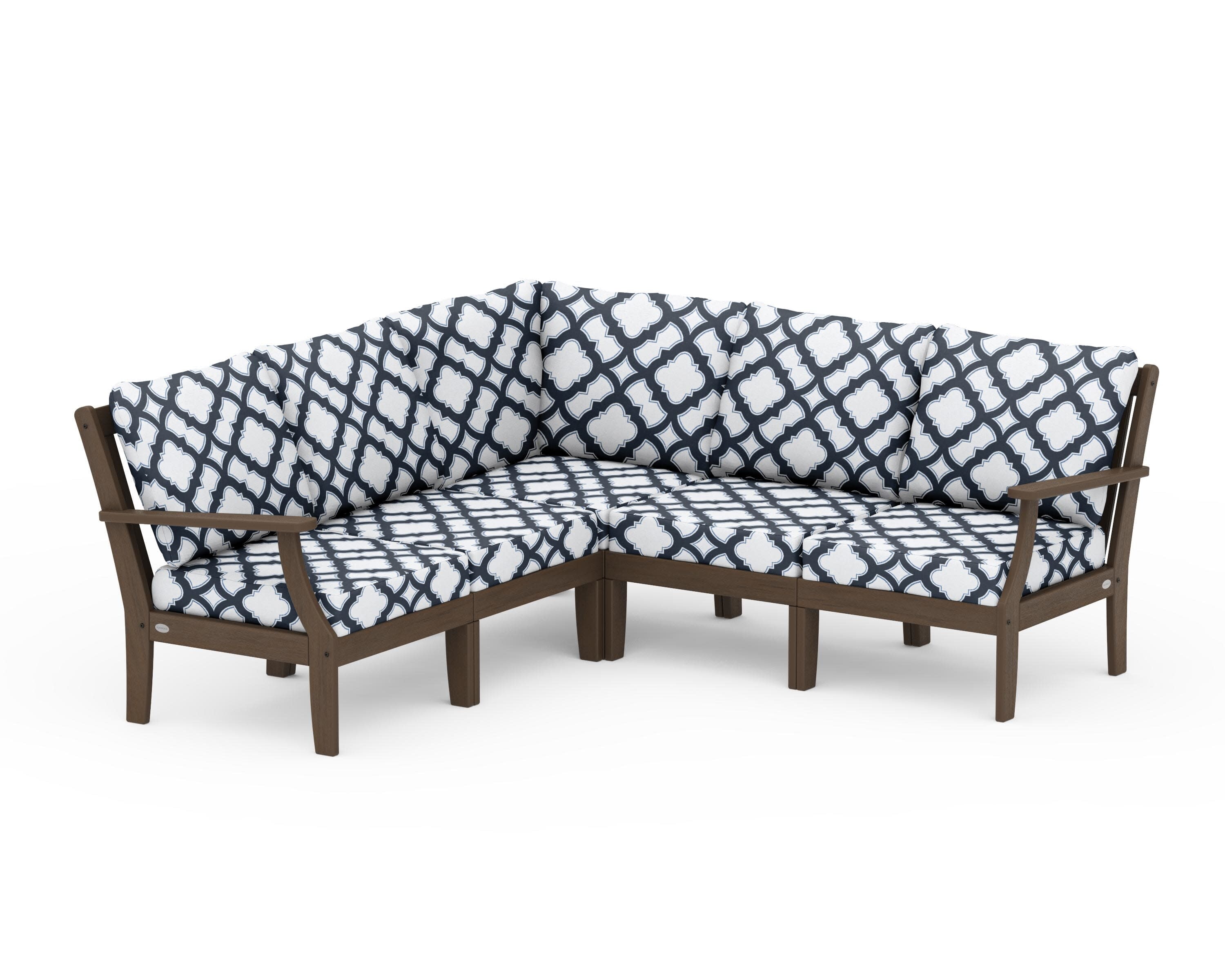 Braxton Modular 5-Piece Deep Seating Set in Kona / Trellis Marine Indigo