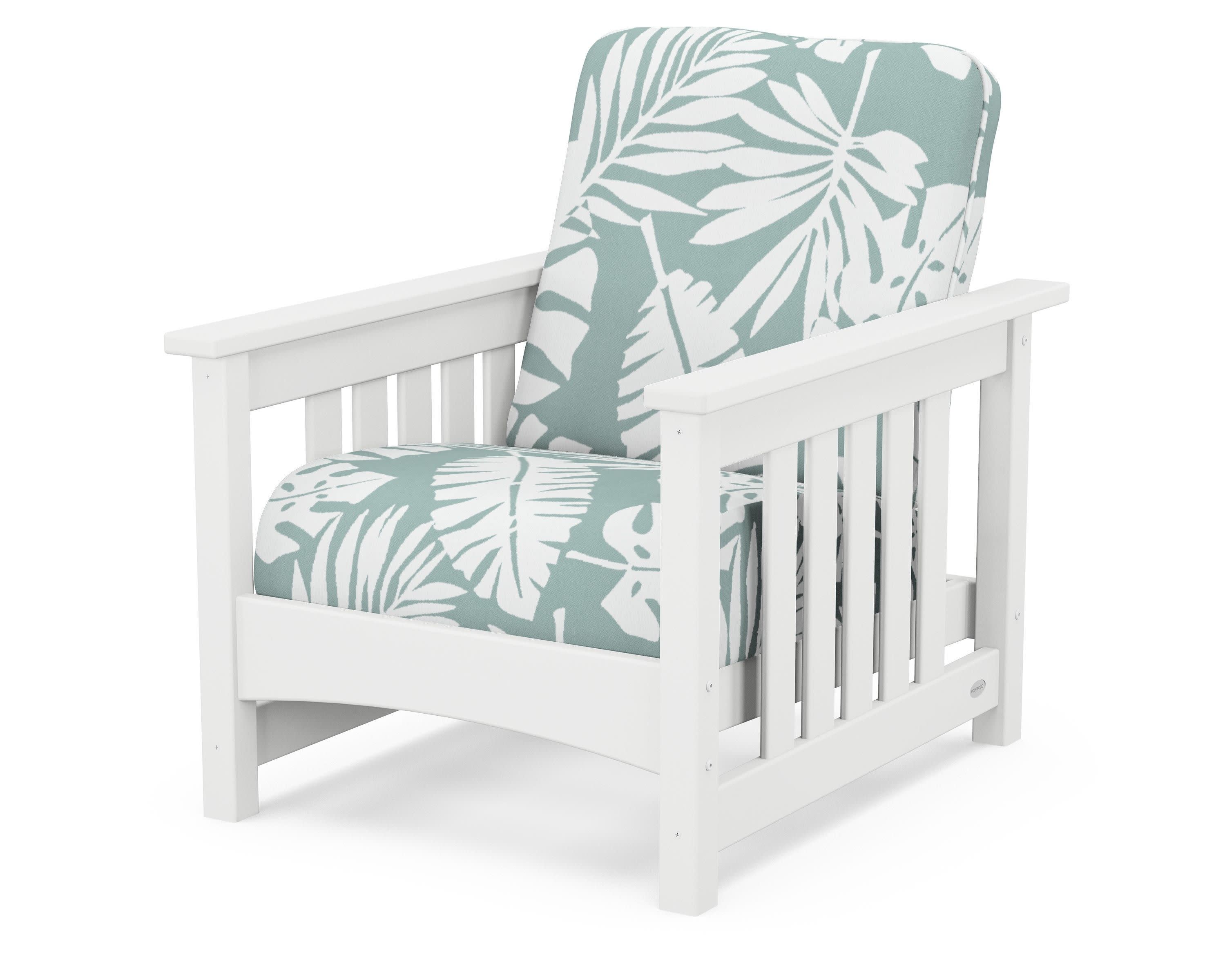Club Mission Chair in White / Leaf Glacier Spa