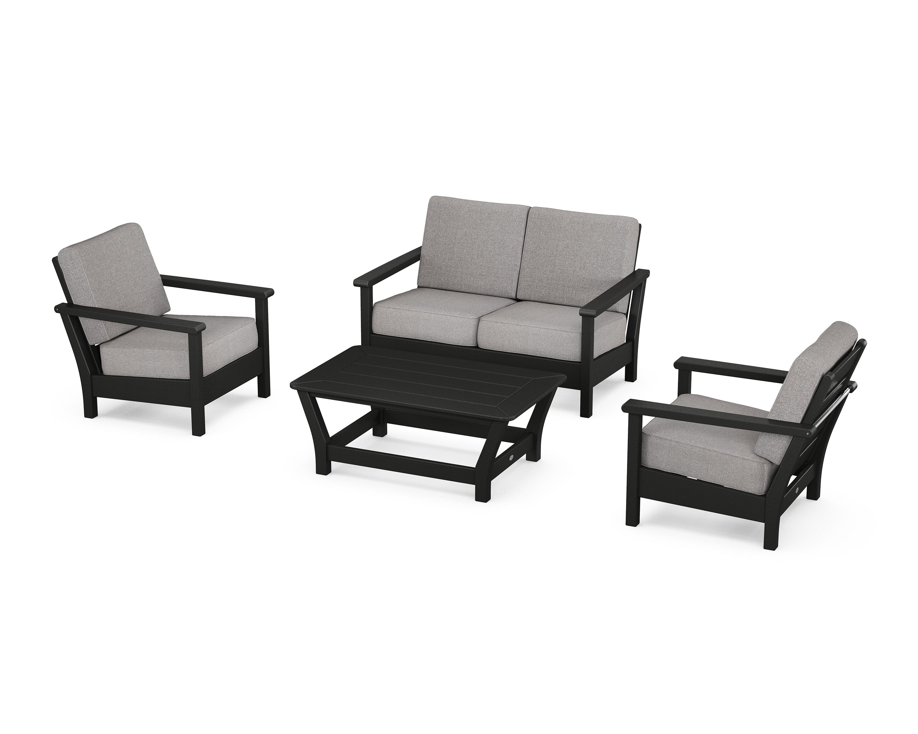 Harbour 4-Piece Deep Seating Set in Black / Grey Mist