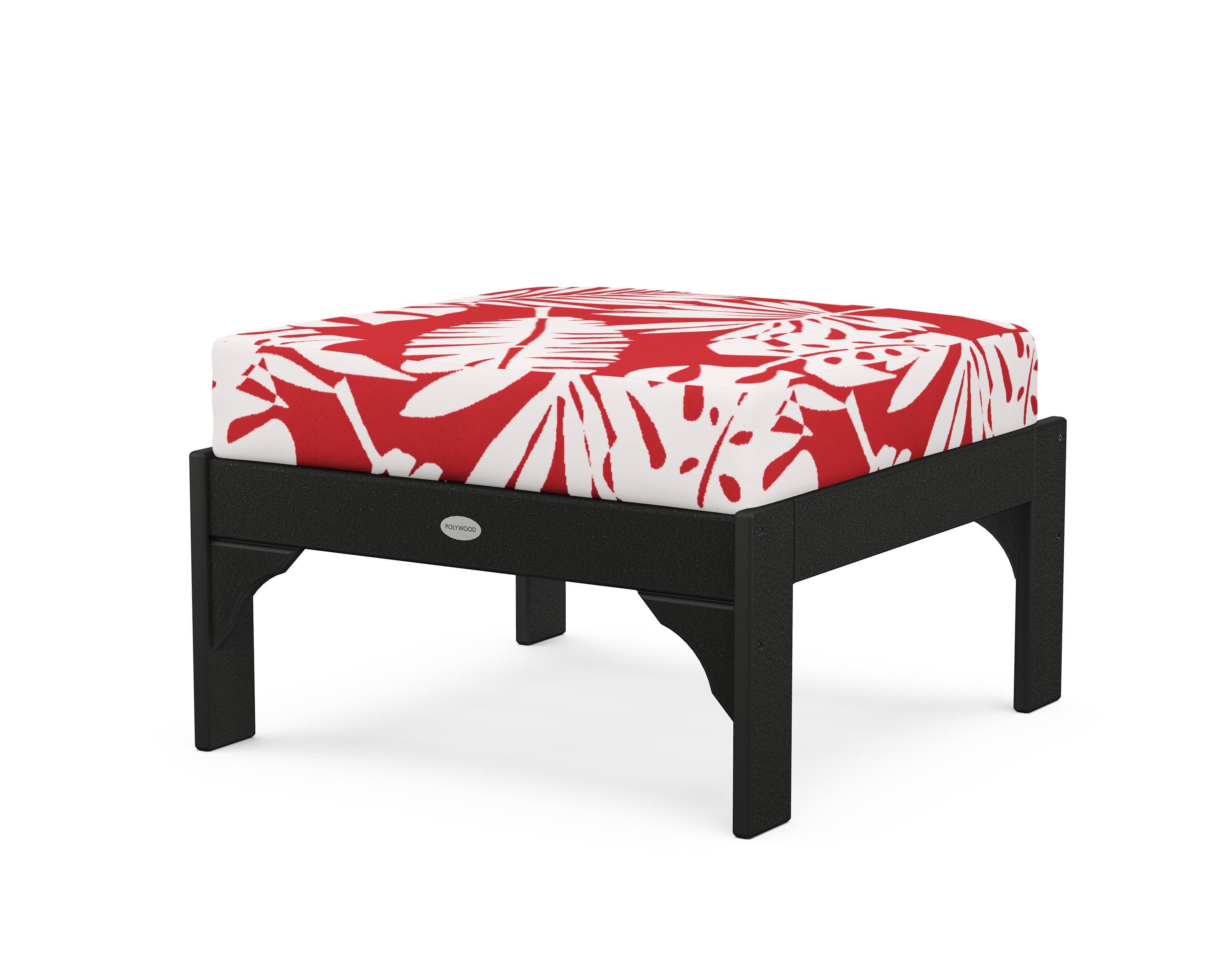Vineyard Deep Seating Ottoman in Black / Leaf Crimson