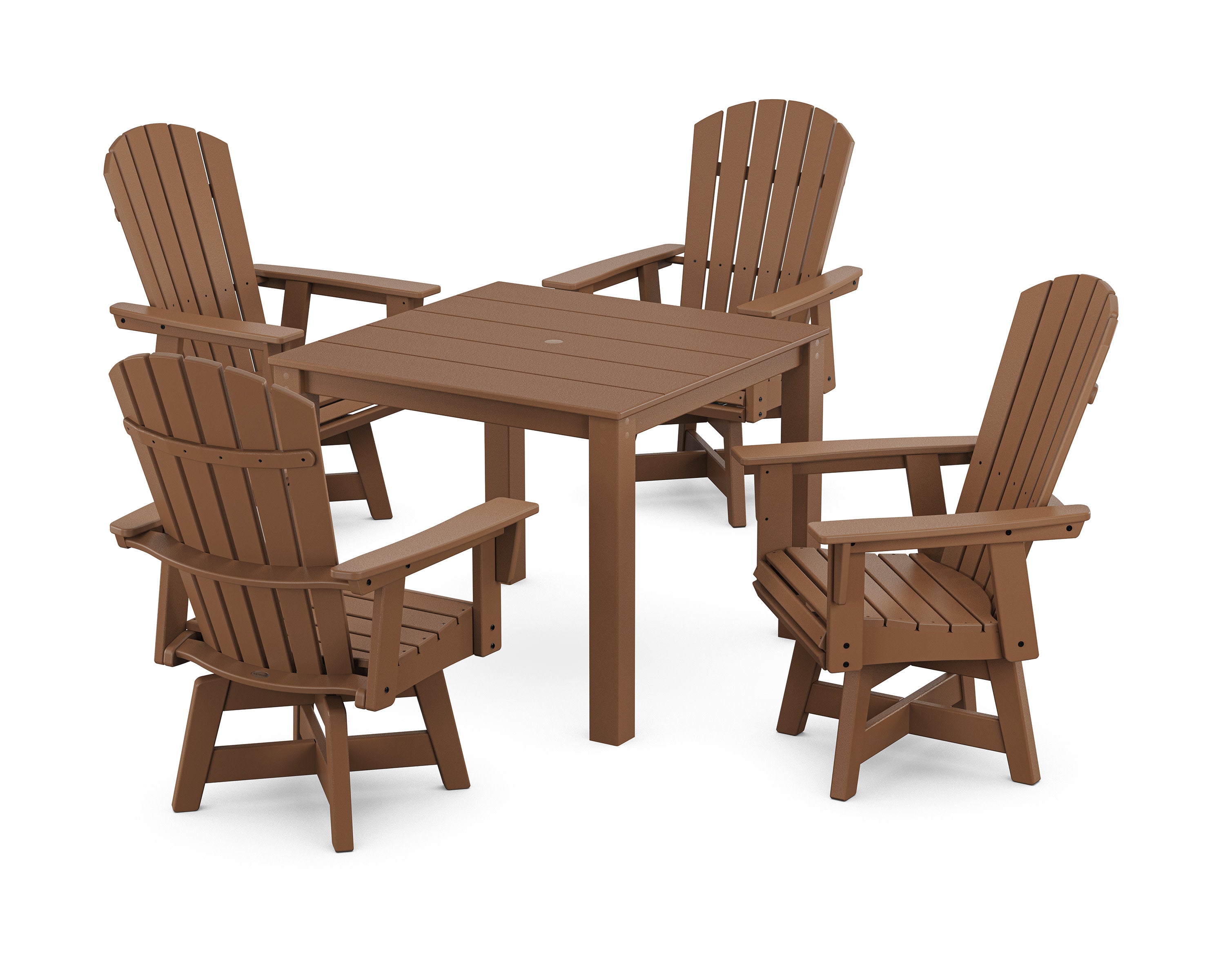 Nautical Curveback Adirondack Swivel 5-Piece Parsons Dining Set in Teak