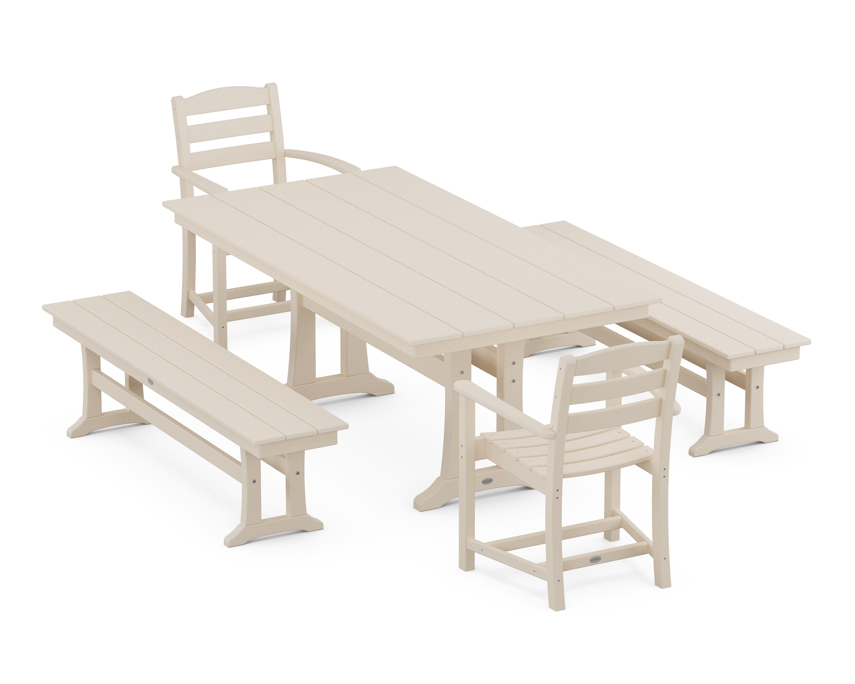 La Casa Cafe 5-Piece Farmhouse Dining Set With Trestle Legs in Sand