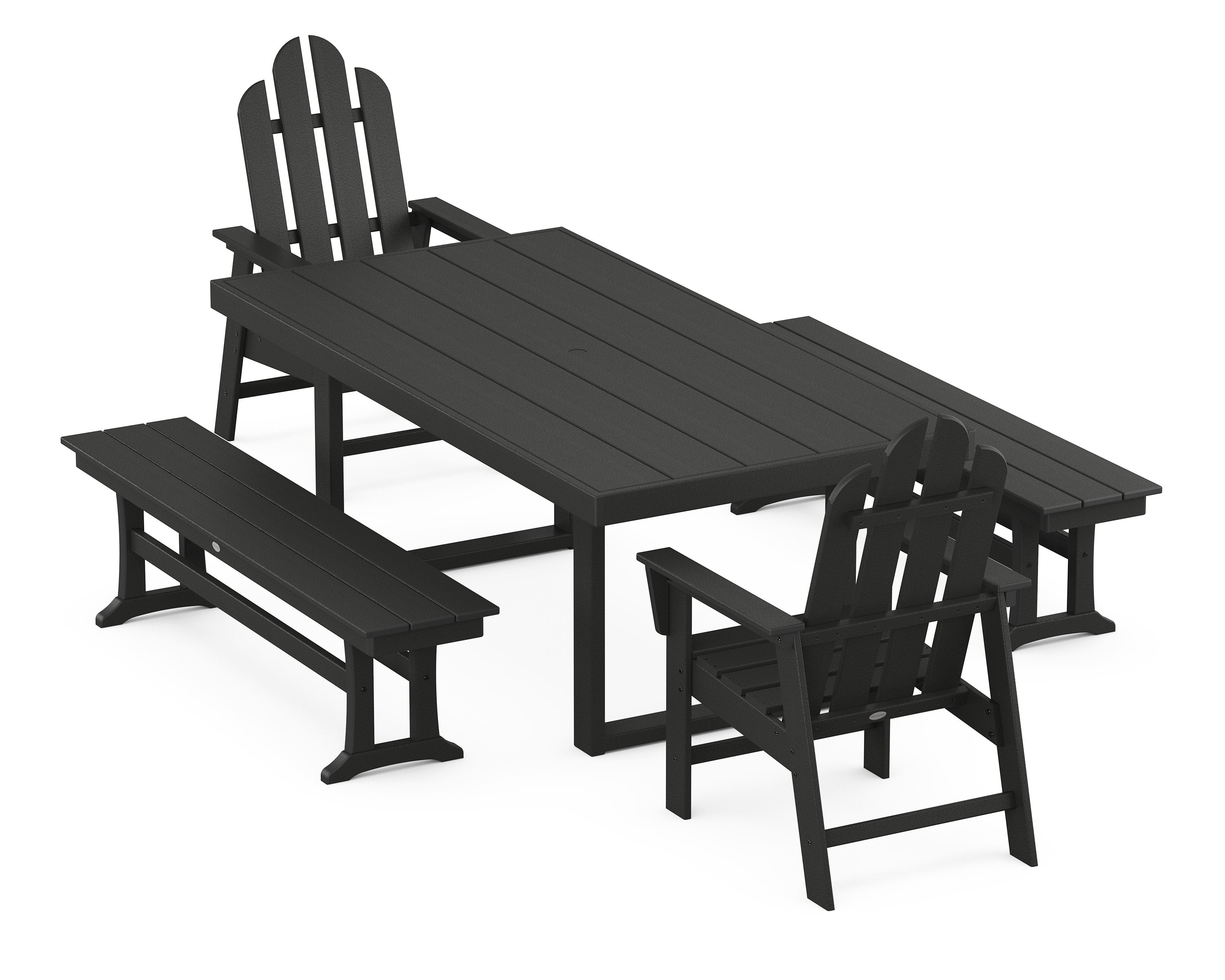 Long Island 5-Piece Dining Set with Benches in Black