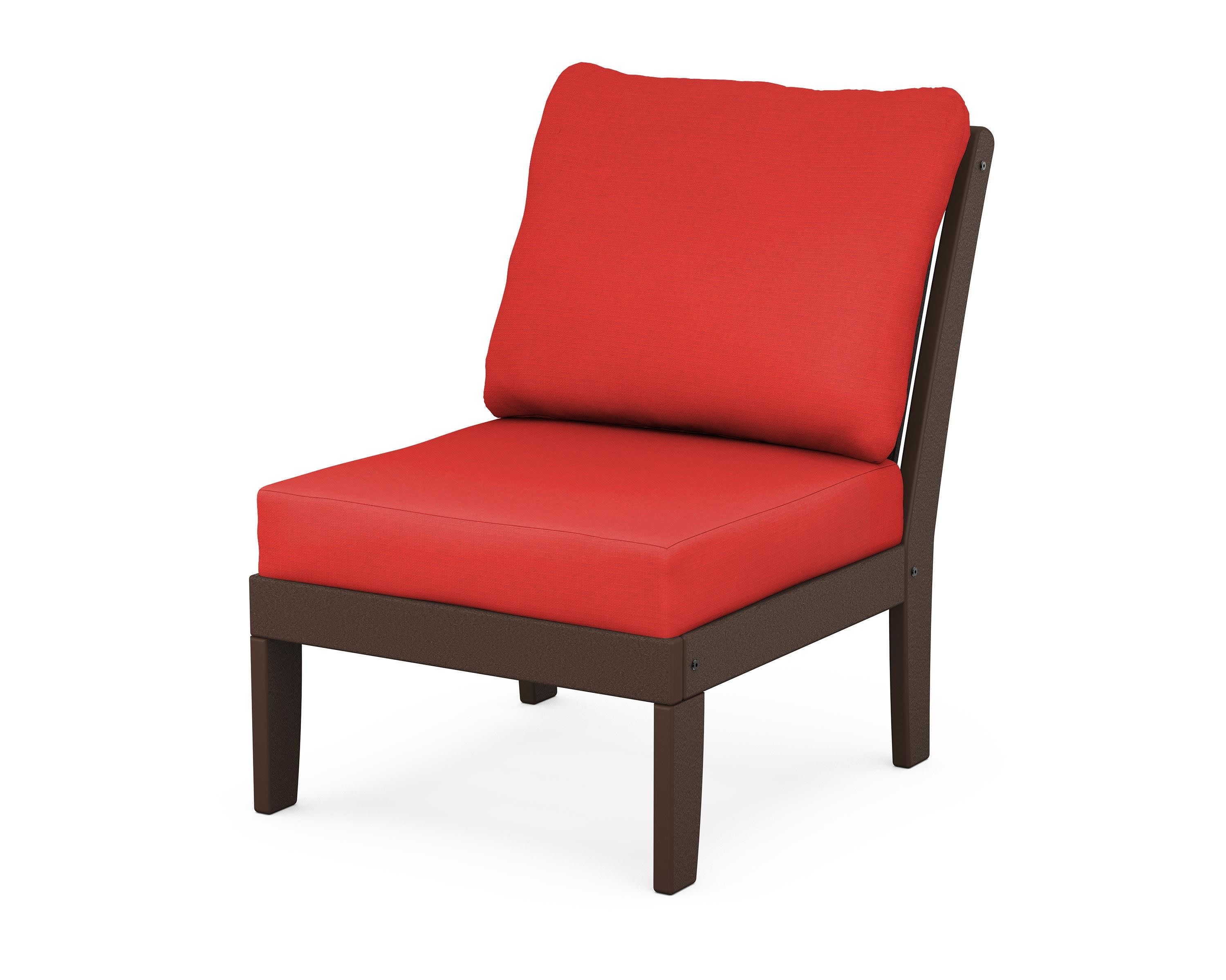 Braxton Modular Armless Chair in Mahogany / Crimson Linen