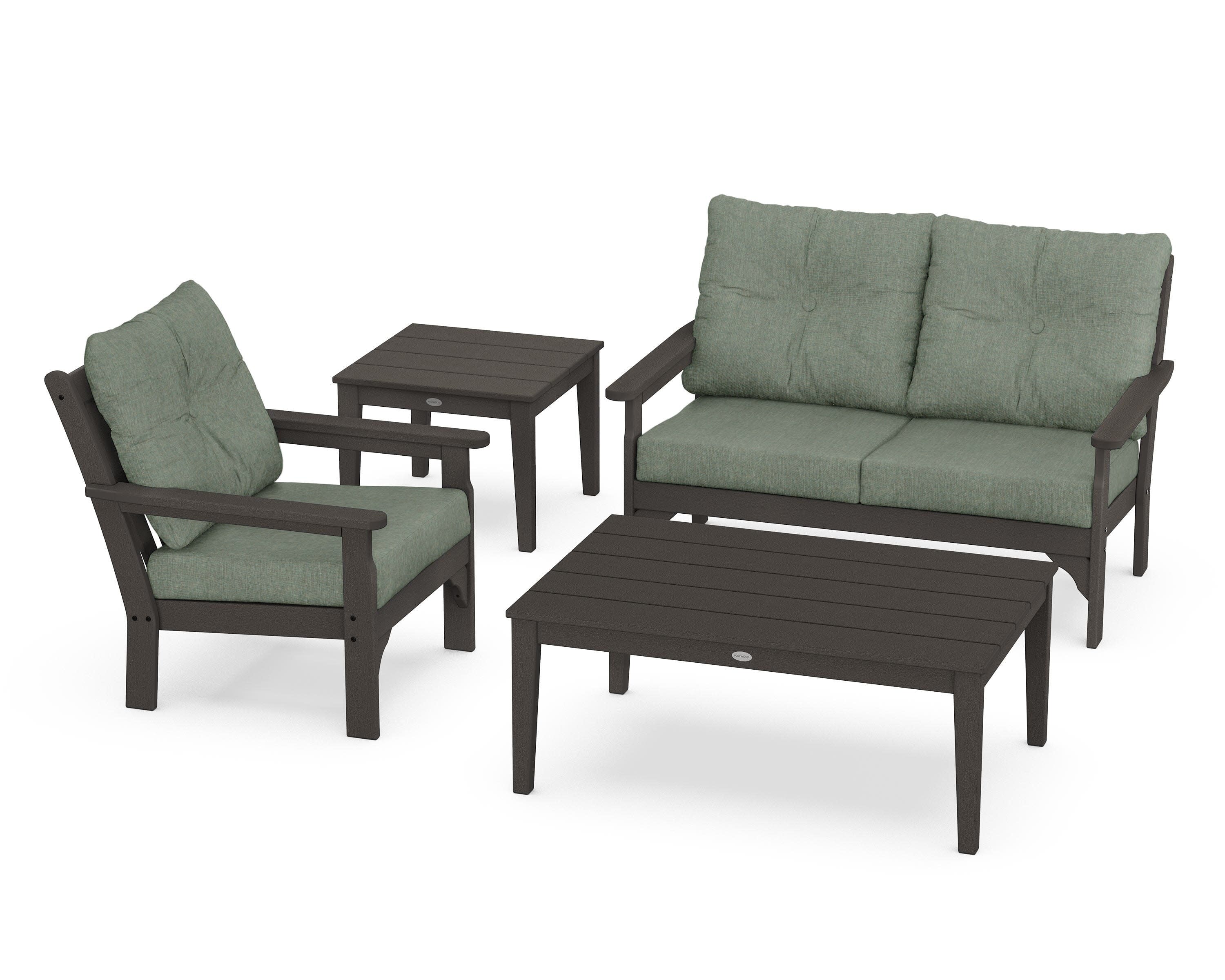 Vineyard 4-Piece Deep Seating Set in Vintage Coffee / Cast Sage