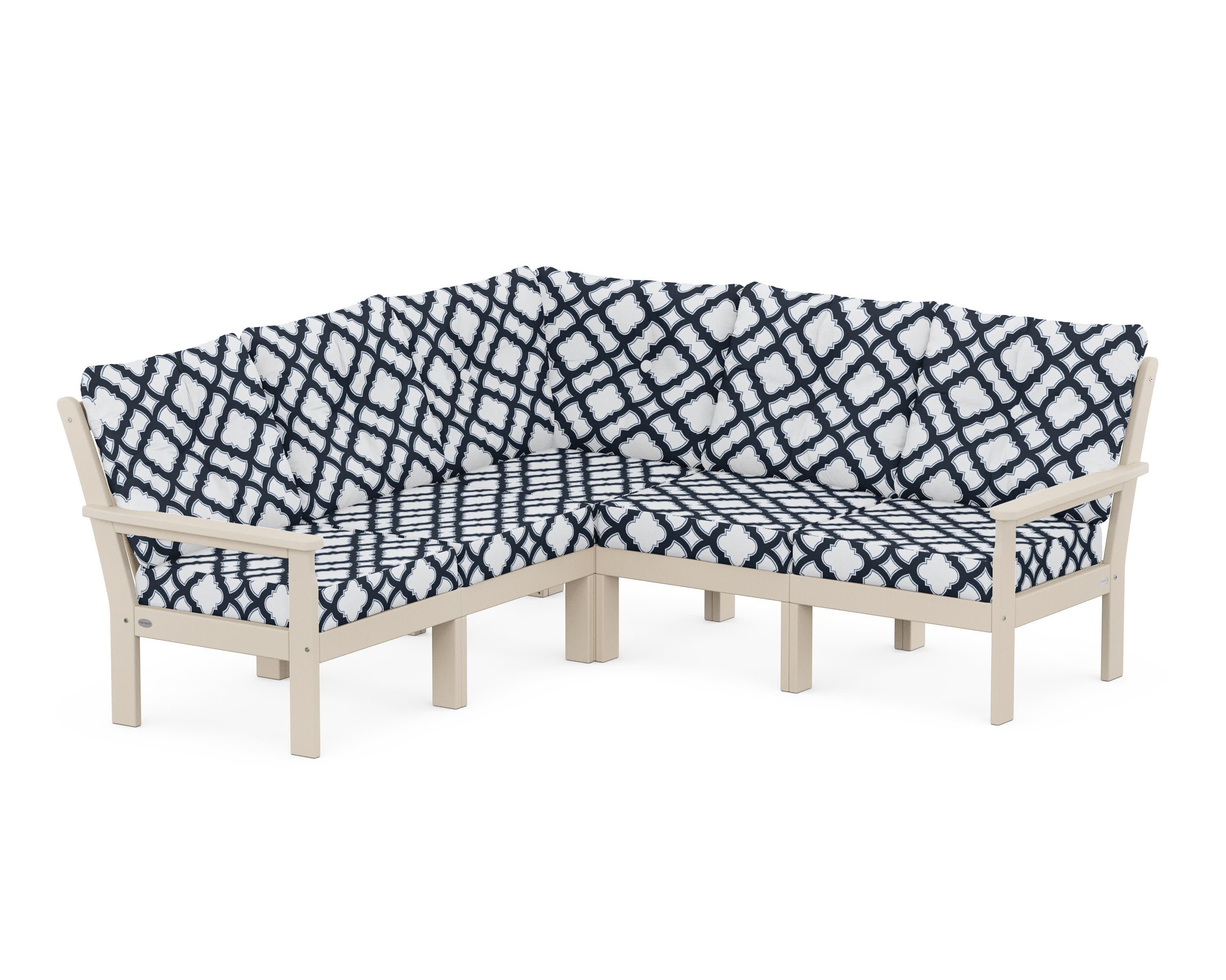 Vineyard 5-Piece Sectional in Sand / Trellis Marine Indigo