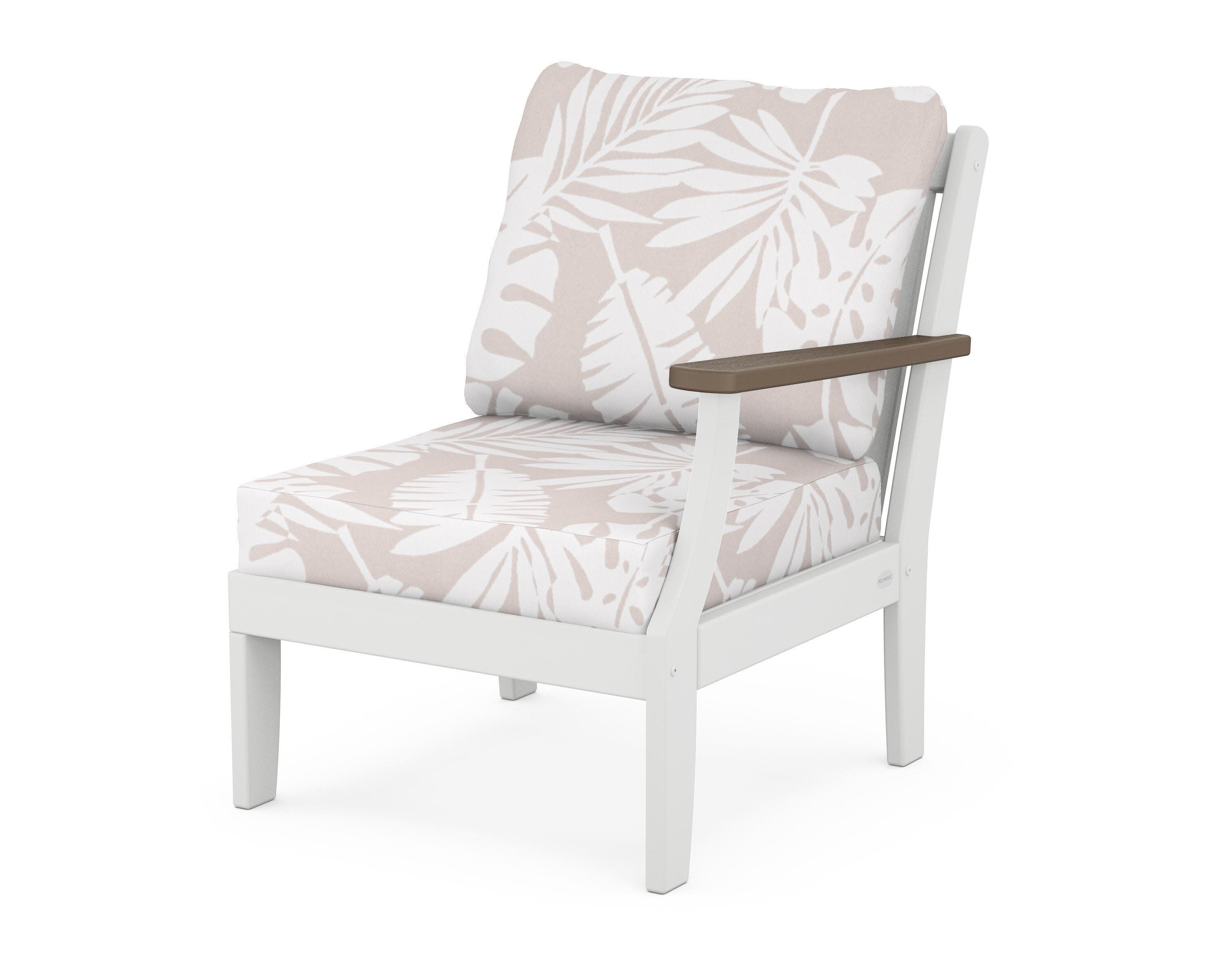 Braxton Modular Right Arm Chair in White / Kona / Leaf Dune Burlap